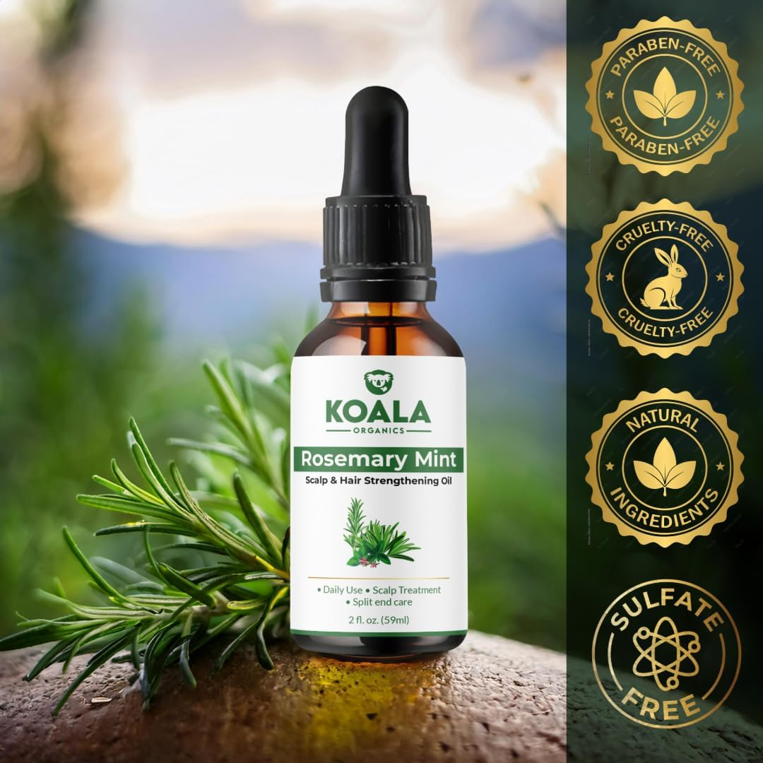 Koala Organics Rosemary Mint Scalp and Hair Strengthening Oil | Shop Local | Australia-Owned Brand | Hair Oil with Biotin & Natural Oils | Jojoba + Castor Blend | 59 ML image number 1