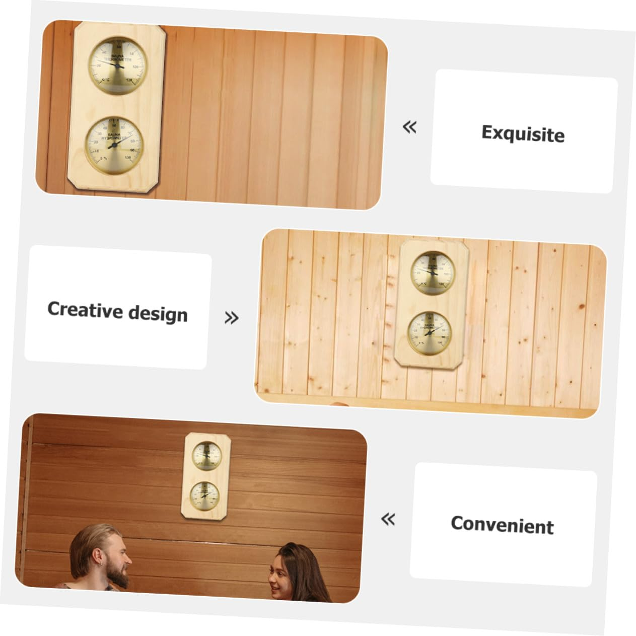 Wooden Sauna Hygrometer Thermometer Wall-Mounted Temperature Humidity Gauge for Home Sauna High Precision Copper Sensor Abs Case Read image number 3