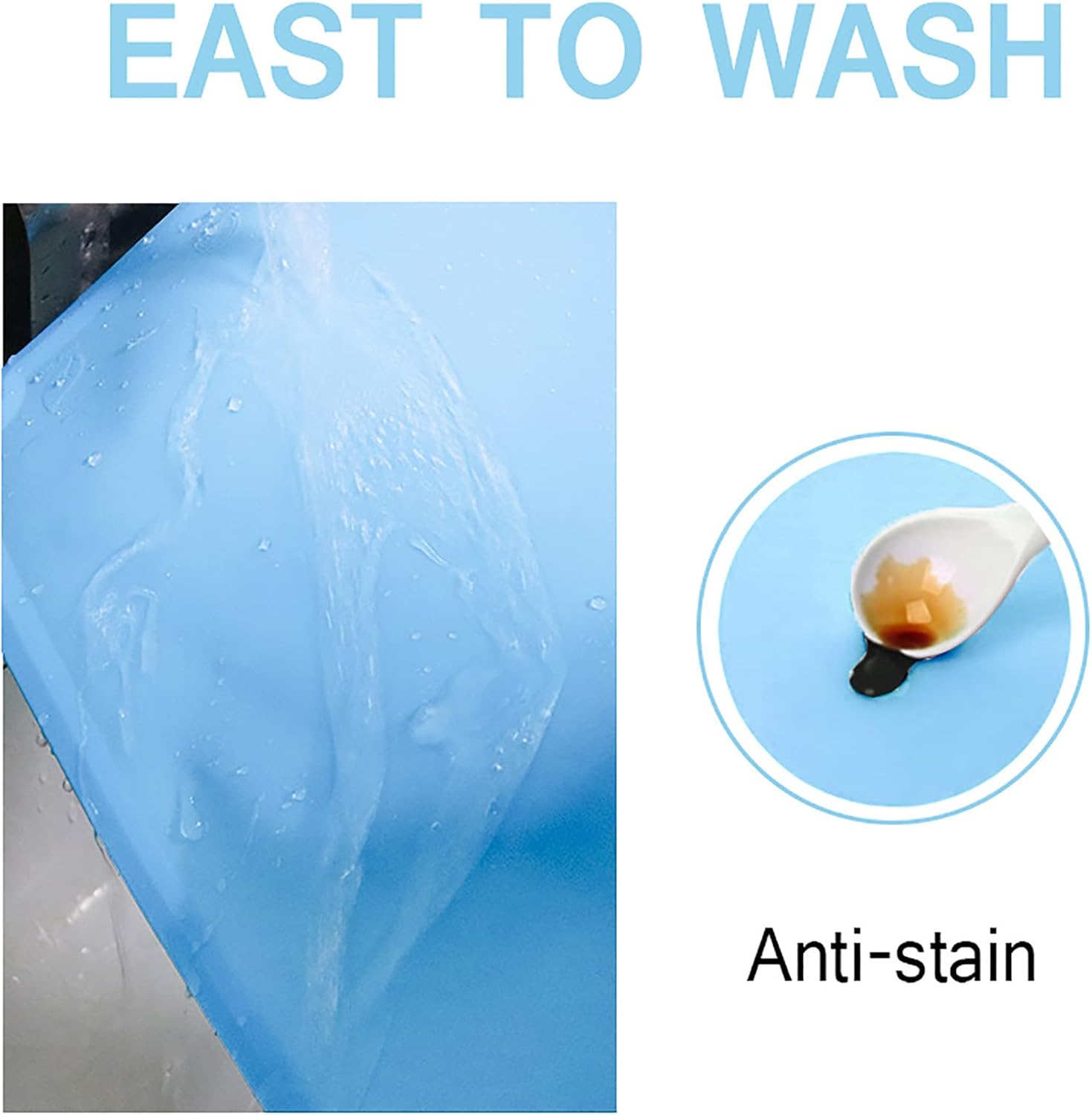 Silicone Kids Placemats, Non-Slip Portable Placemats for Kids Baby Toddlers Table Mats, Reusable Children&rsquo;S Dining Food Mat, 2Pack, Baby Blue/Gray image number 6