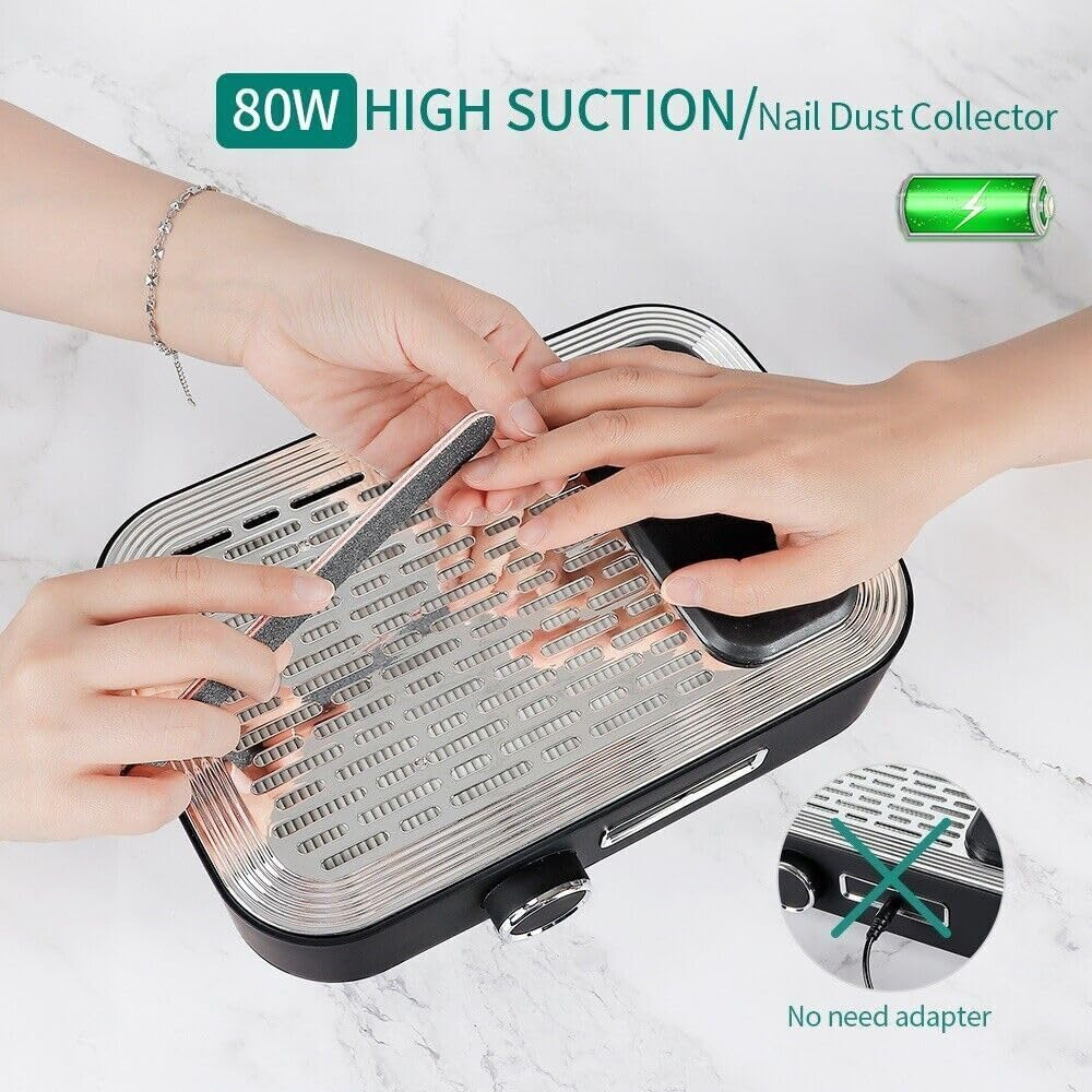 80W Nail Dust Suction Dust Collector Fan Rechargeable Vacuum Cleaner Manicure
