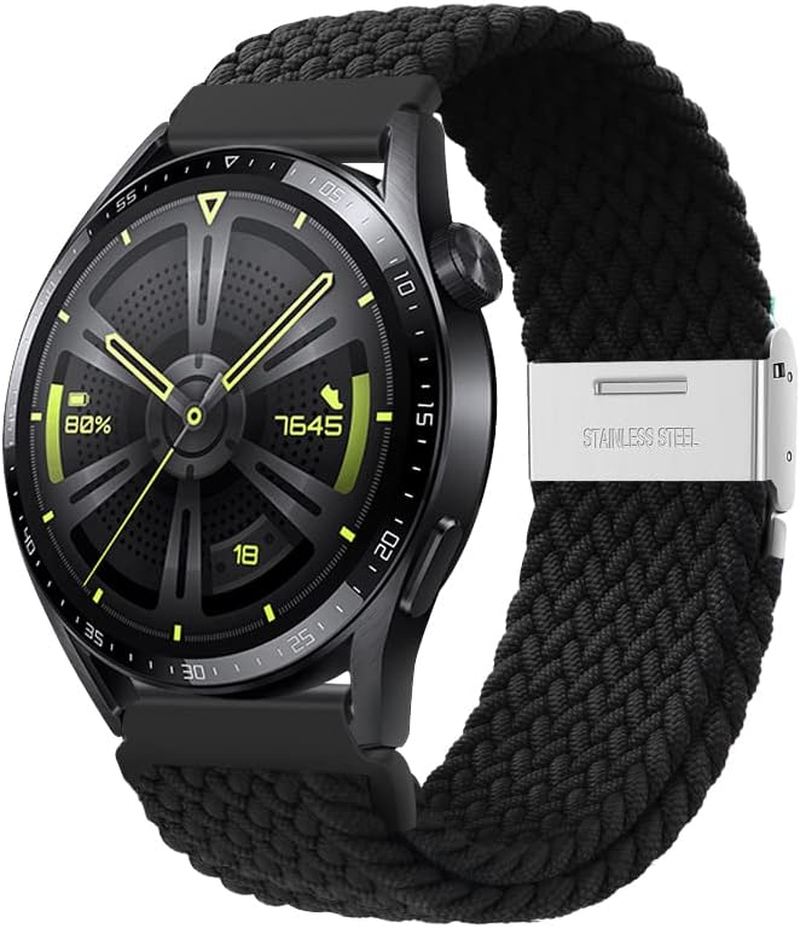 XMUXI Compatible with Samsung Galaxy Watch 3 45Mm Straps Braided Nylon Band, GT 5 GT 4 46Mm Strap, Amazfi GTR 4 GTR 3 Pro Woven Cloth 22Mm Bands Adjustable Elastic Band(Not Include Watch)
