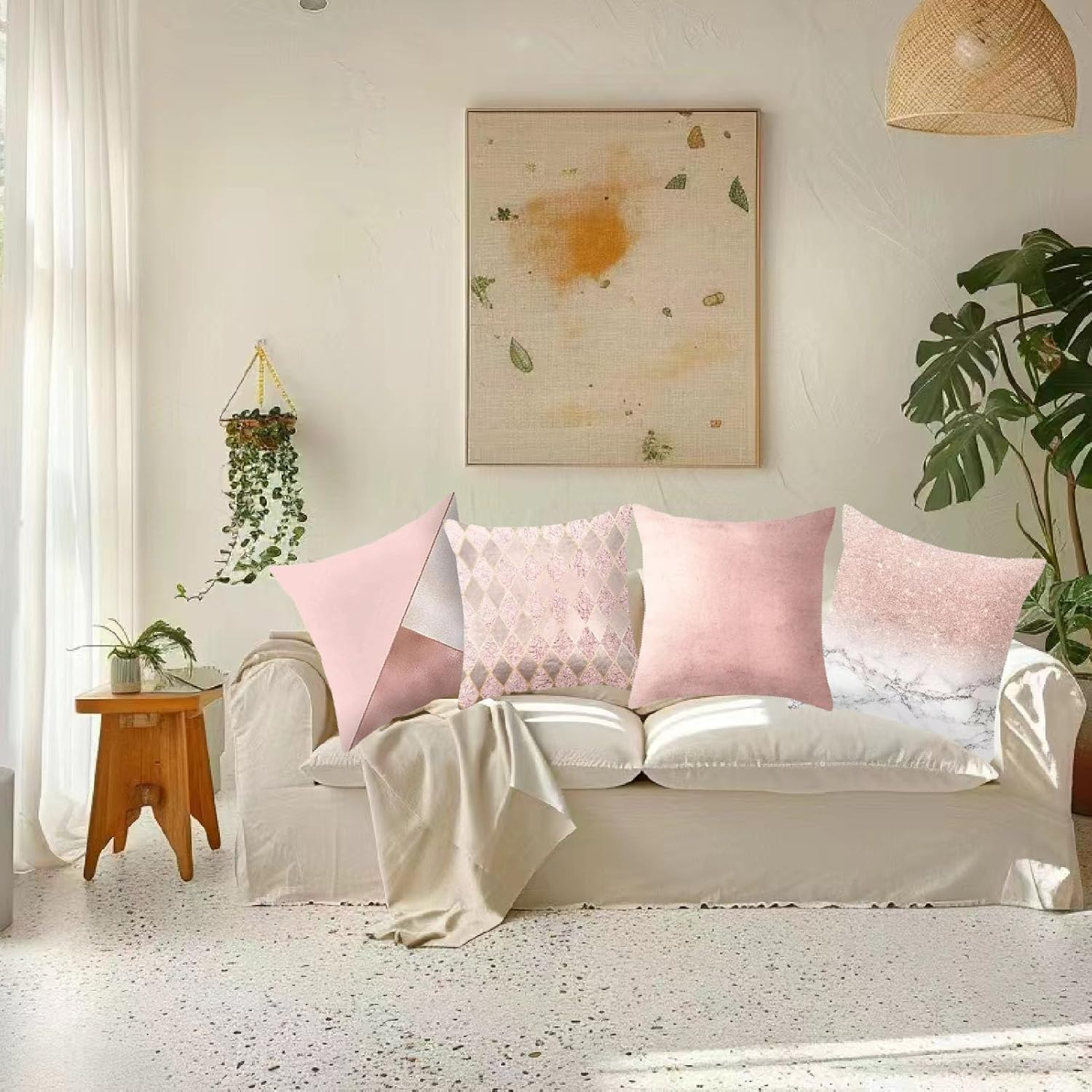 Home Decorative Pillow Covers Modern Throw Pillow Covers, Cushion Case for Sofa Couch Living Room Indoors Outdoors Style Home Decor 18 X 18 Inch 4 PCS image number 2