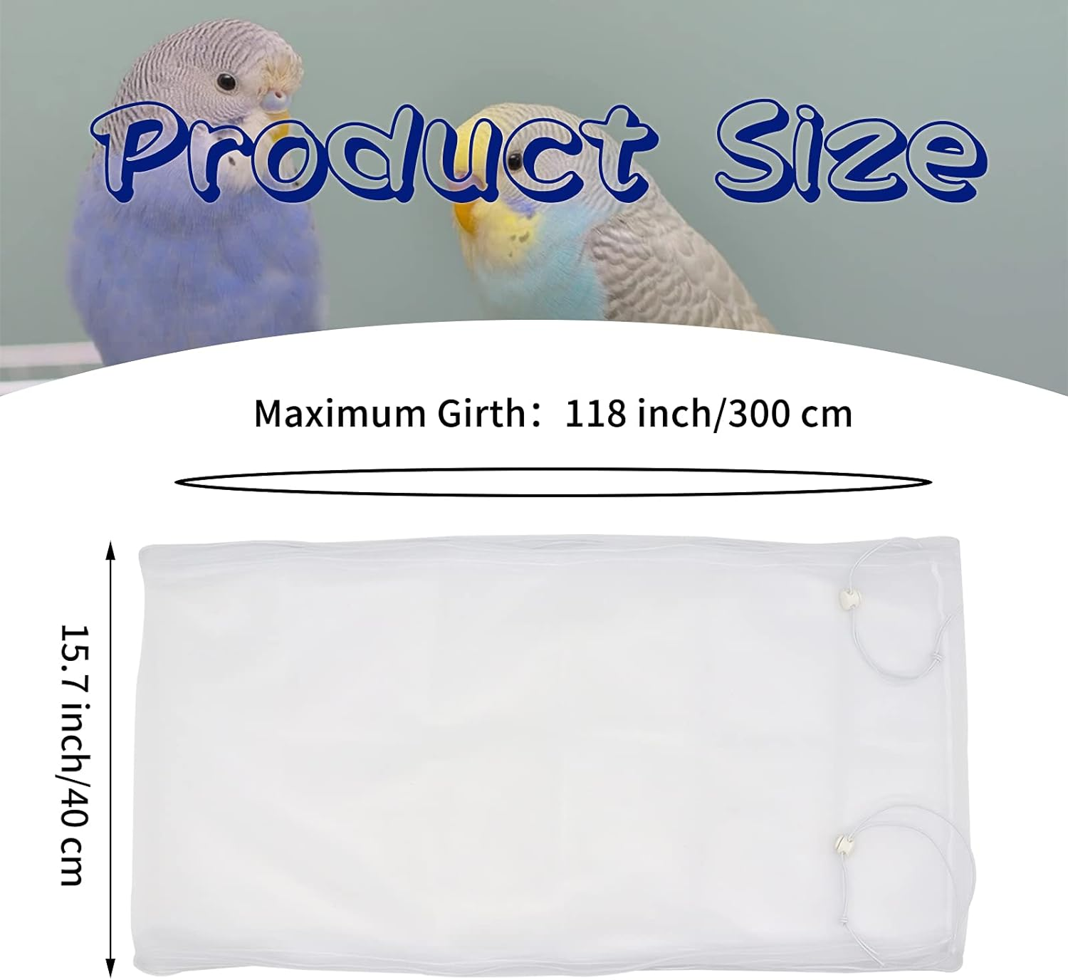 Large Bird Cage Cover, Daoeny Bird Cage Seed Catcher, Adjustable Soft Airy Nylon Mesh Net, Birdcage Cover Skirt Seed Guard for Parrot Parakeet Macaw African round Square Cages (White) - Black, Daisy Design image number 5