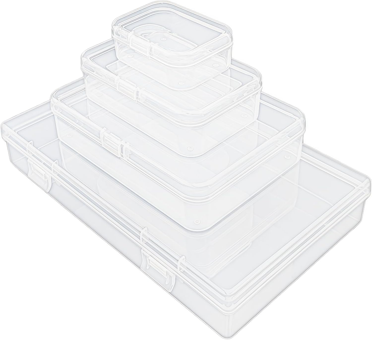 Thintinick 96 Pack Rectangular Clear Plastic Storage Containers Box with Hinged Lid for Beads and Other Small Craft Items (Mixed Sizes 2) image number 1
