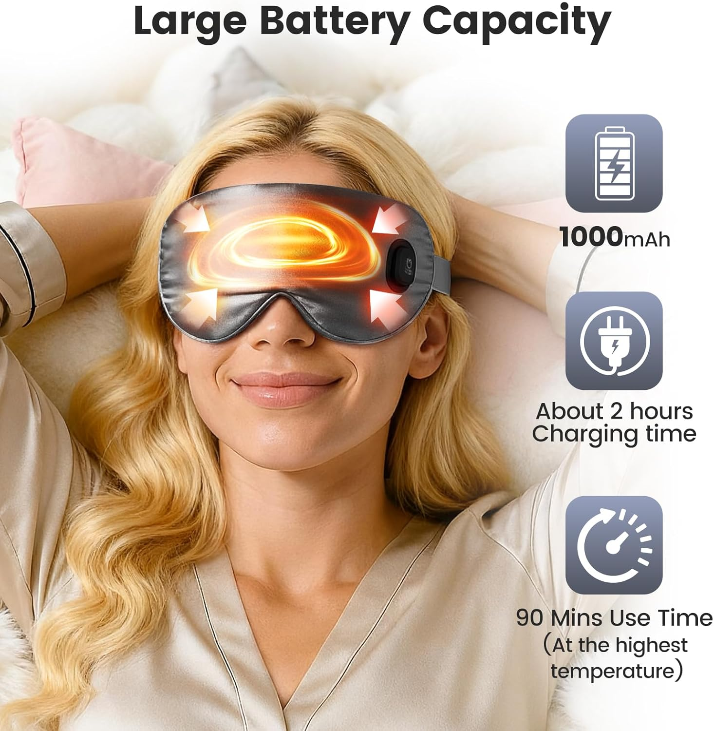 Heated Eye Mask for Dry Eyes, Silk Warm Eye Compress Sleep Mask with 3 Heat Levels & Auto Shut-Off, Washable Light-Blocking Heated Eye Mask for Blepharitis & Eye Fatigue Relief, Grey image number 2