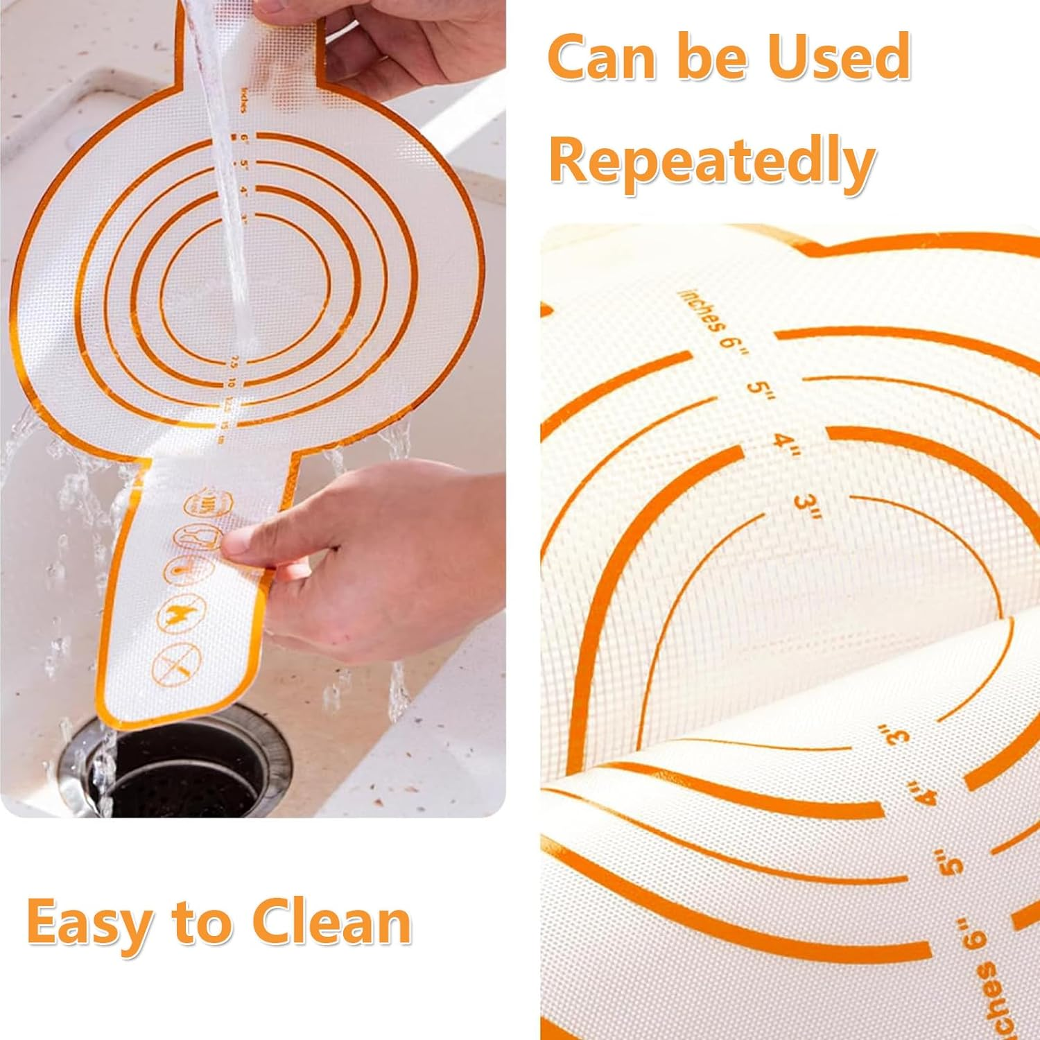 2 PCS Silicone Baking Mat for Dutch Oven, Reusable Bread Sling Oval, Non-Stick & Easy Clean Baking Mat with Long Handles, Easy to Transfer Sourdough image number 2