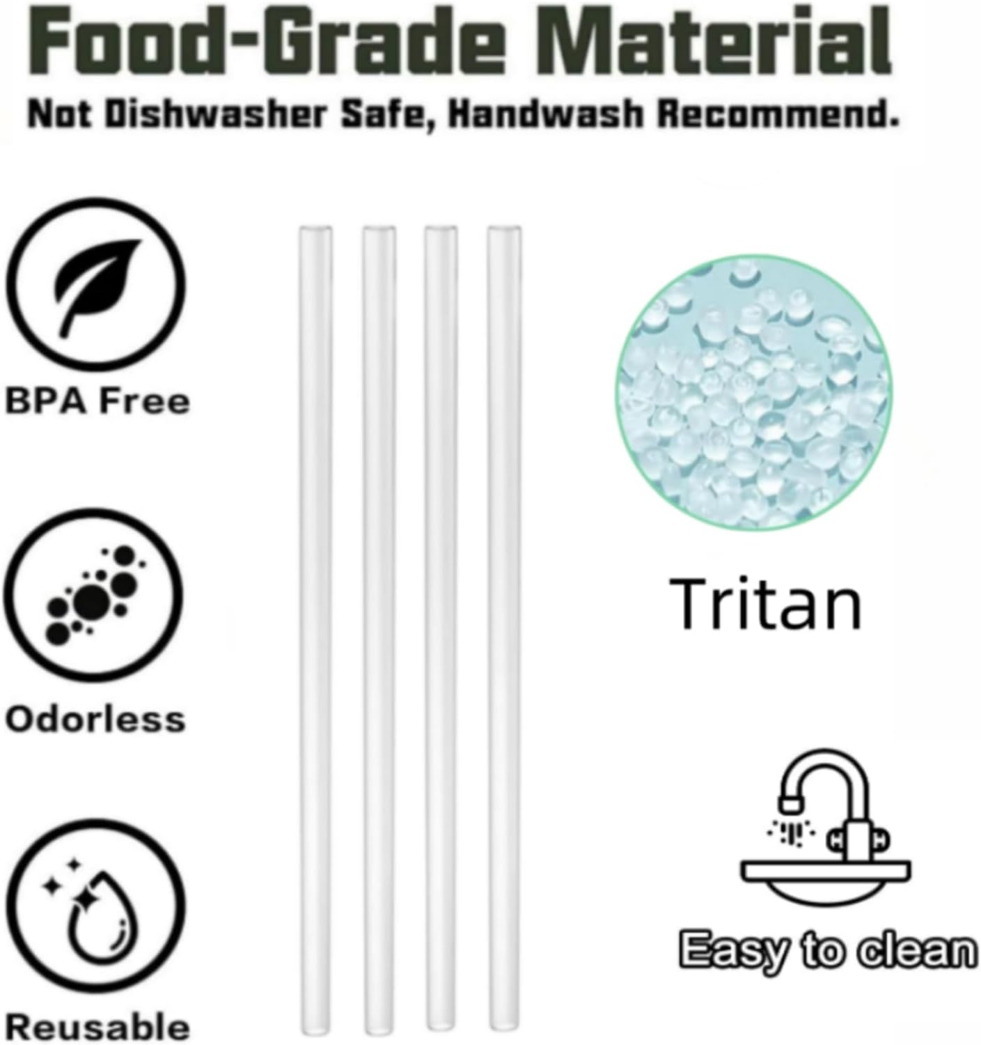 Replacement Straws Compatible with YETI Rambler Jr. 12 Oz Kids Bottle-Yeti Rambler Kids Straws Replacement-Accessories Set Include 6 BPA-FREE Straws and 2 Straw Cleaning Brush image number 2