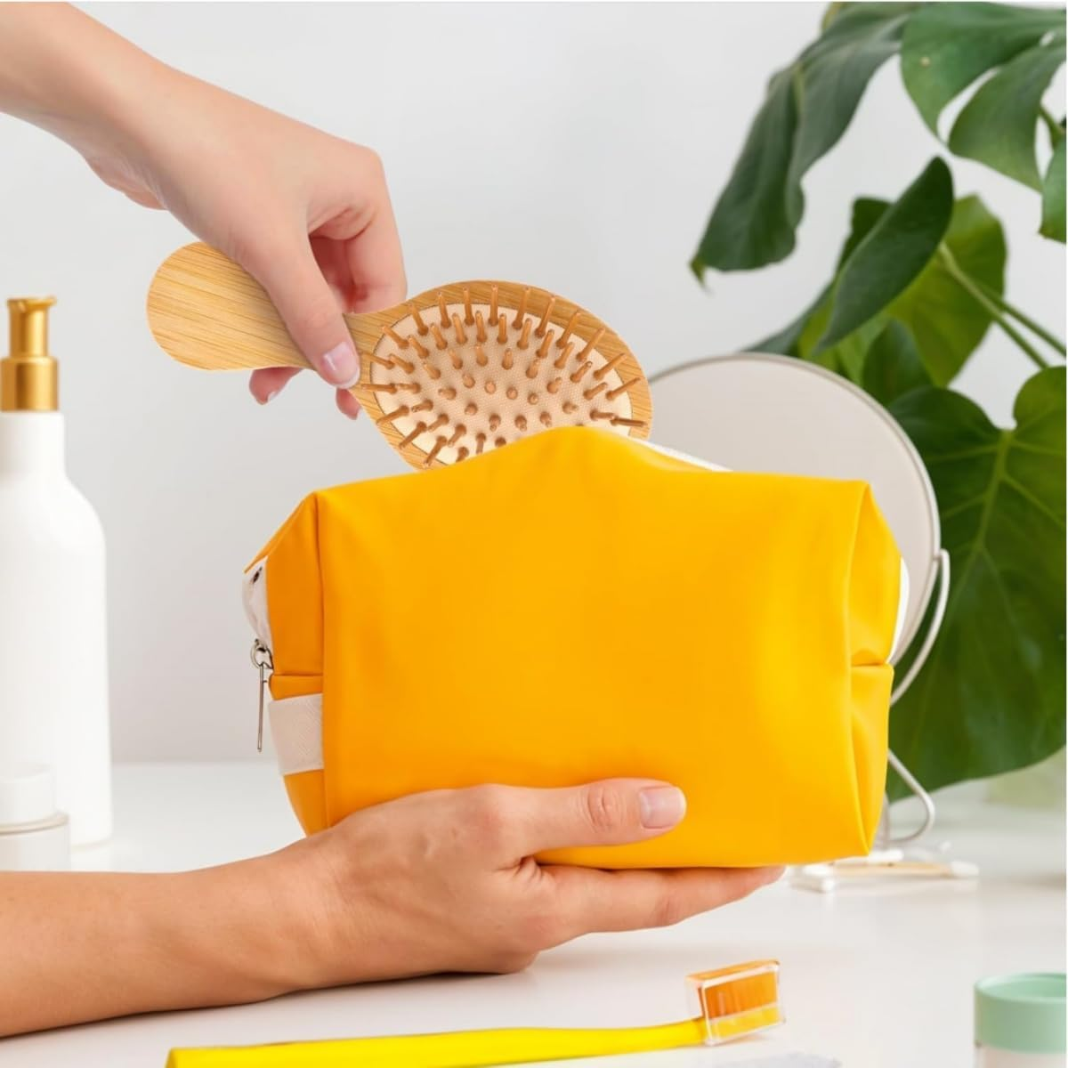 Hair Brush, Pack of 2 Scalp Massage Brush, Scalp Massager Brush, Small Travel Hair Brush, Wooden Hair Brush, Head Massage Brush, Hair Massage Brush, Hair Brush, for Men and Women image number 2