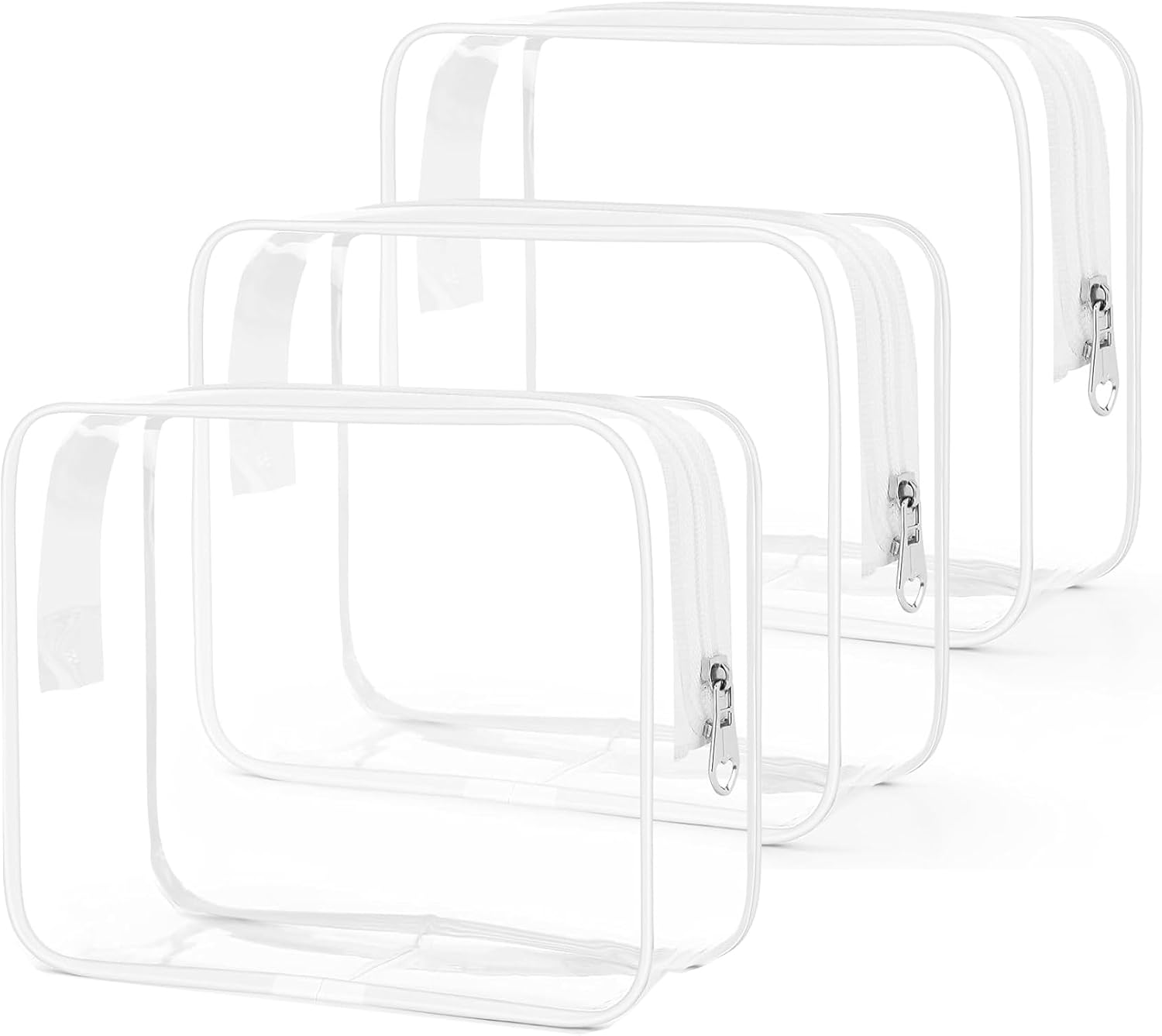 3 Pieces Big Clear Toiletry Bag, Makeup Bags for Travel, PVC Waterproof Travel Small Pouches with Zipper for Men and Women image number 2