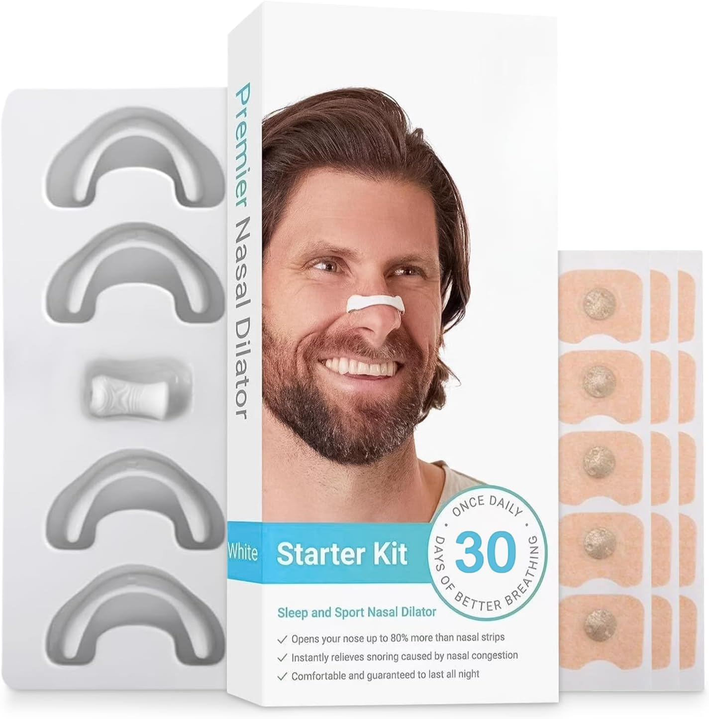 Yakiter Nasal Strips, 60 Pcs Magnetic Nose Strips, anti Snoring Intake Breathing Nose Strips with Nose Clips, for Sleep Sports, Stop Snoring Aids for Men & Women (Black)