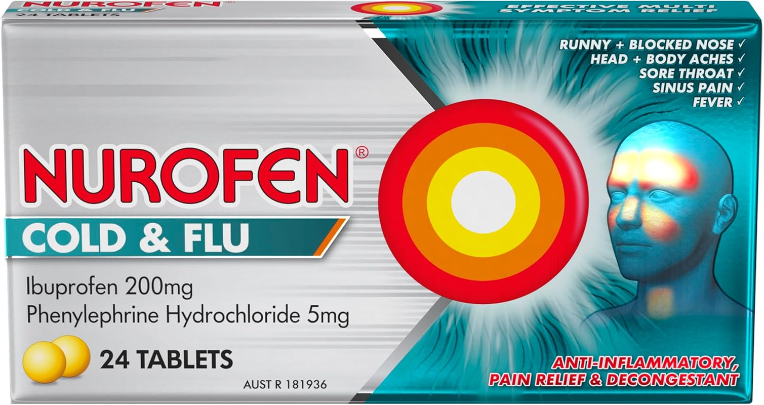 Nurofen Cold and Flu PE Tablets Pain Relief, Pack of 24
