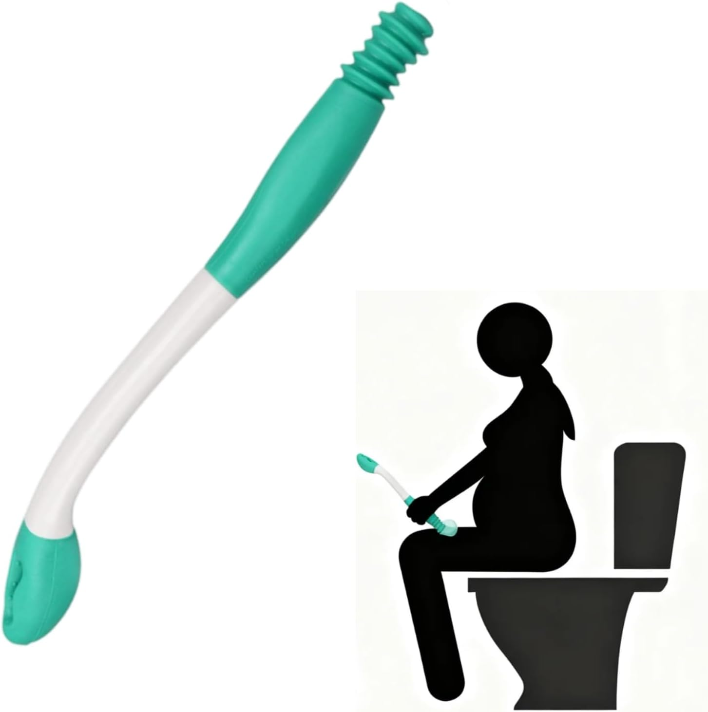 Abeillo 15.7" Comfort Wipe Toilet Aid for Wiping Bottom, Non-Slip Handle,For Disabled, Elderly, Overweight, Pregnant People, Easy to Use Bottom Buddy Wiping Assist Tool(Green) image number 1