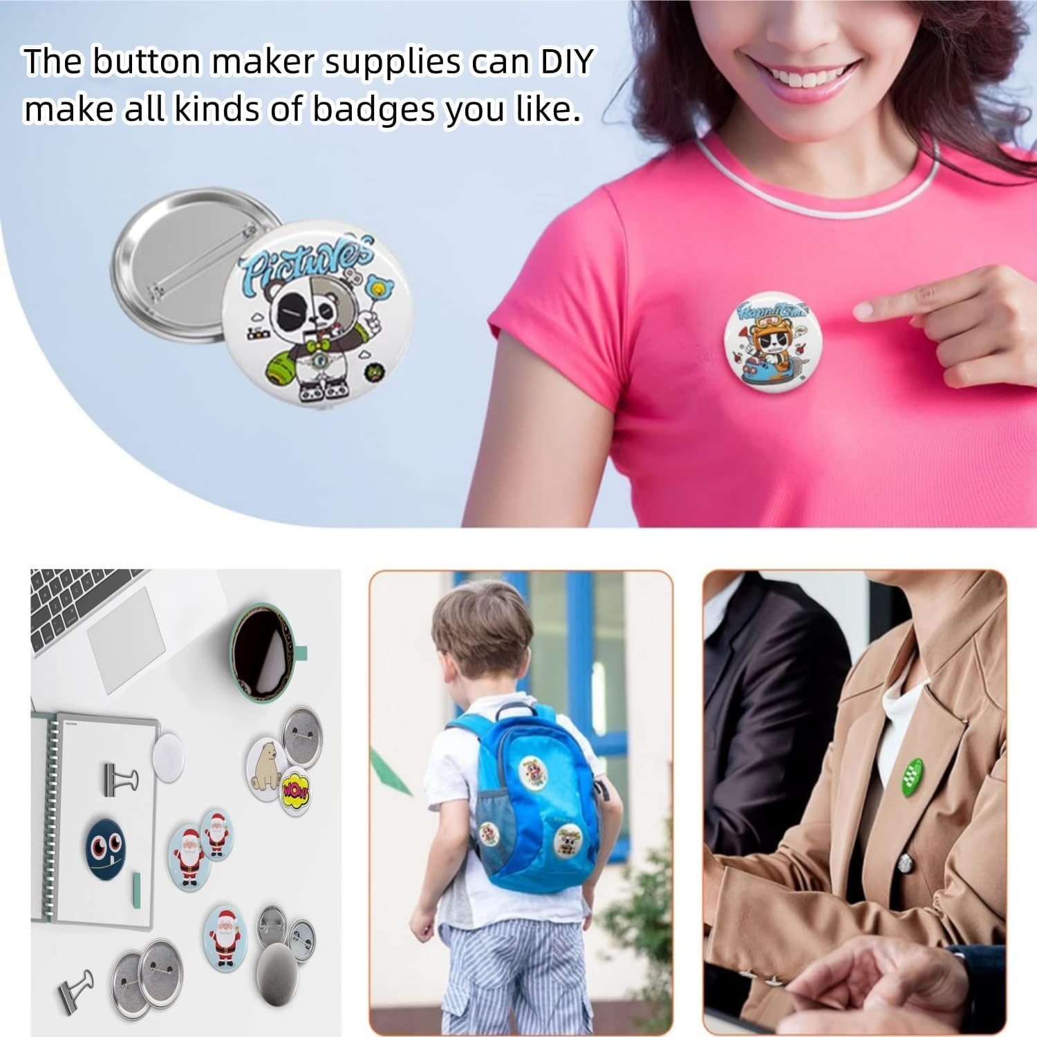 25 Sets 2.3 Inch Button Maker Supplies 58Mm Making Blank Pins Metal round Badge Parts Kit for Button,Diy image number 1