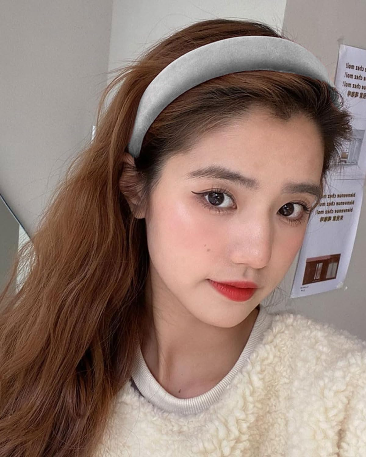 YOCDNOV 1 Piece Retro Style Velvet Padded Headbands - Classic Pink Headband Hair Band Women Wide Headband 3Cm Hair Accessories (Grey) image number 3