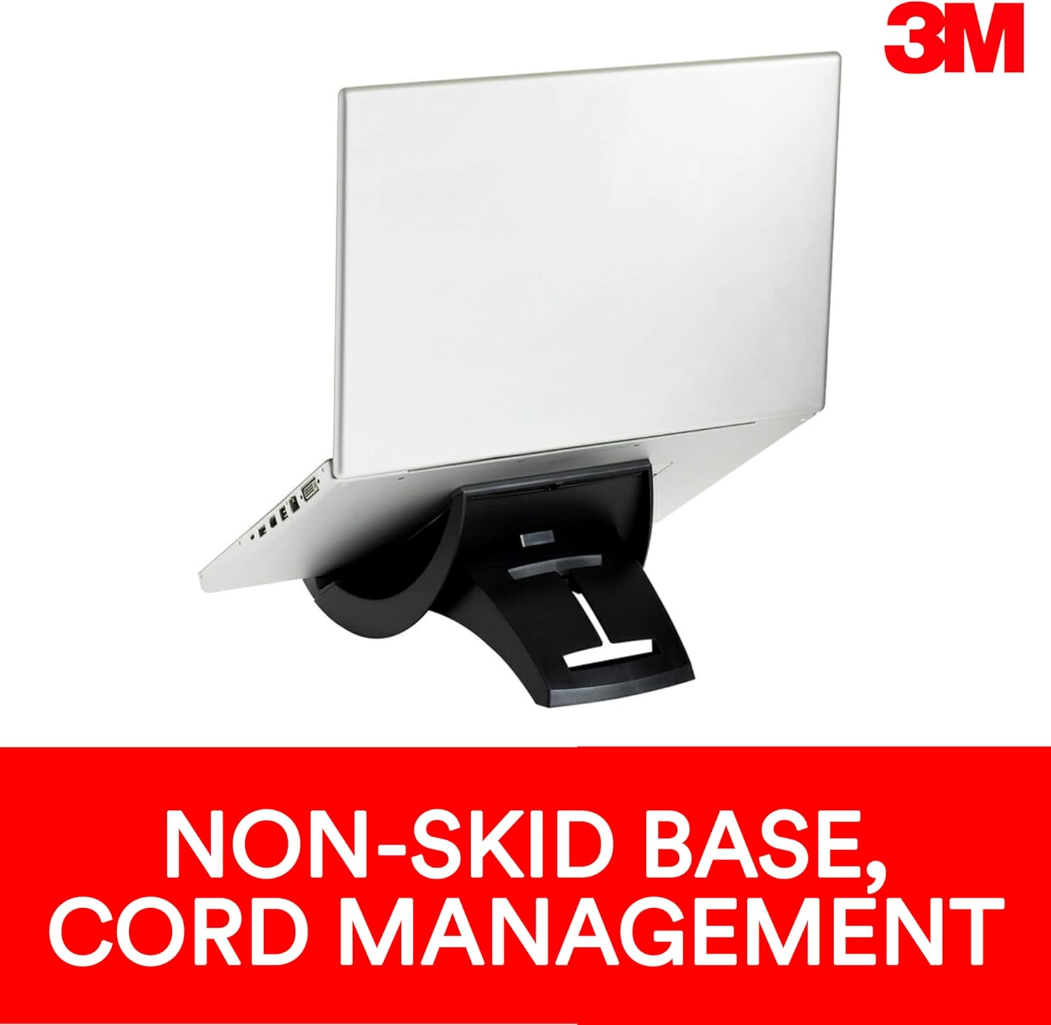 3M Laptop Stand, Raise Screen Height to Reduce Neck Strain, Position Laptop for Use as Second Monitor or for Zoom Calls, Small Footprint, Sturdy Design, Non-Skid Base, Easy Set-Up, Black (LX550) image number 4