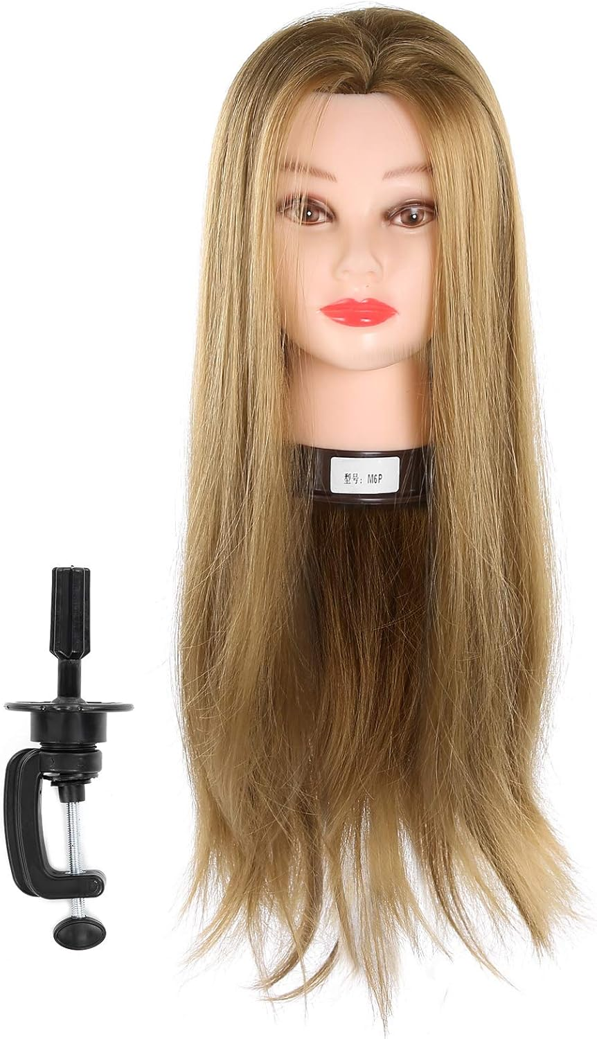 Marhynchus Mannequin Head Practice Manikin Cosmetology Doll Hairstyling Training Head with Fiber Hair for Hairdressing Styling Cutting Weaving Designing Dyeing image number 6