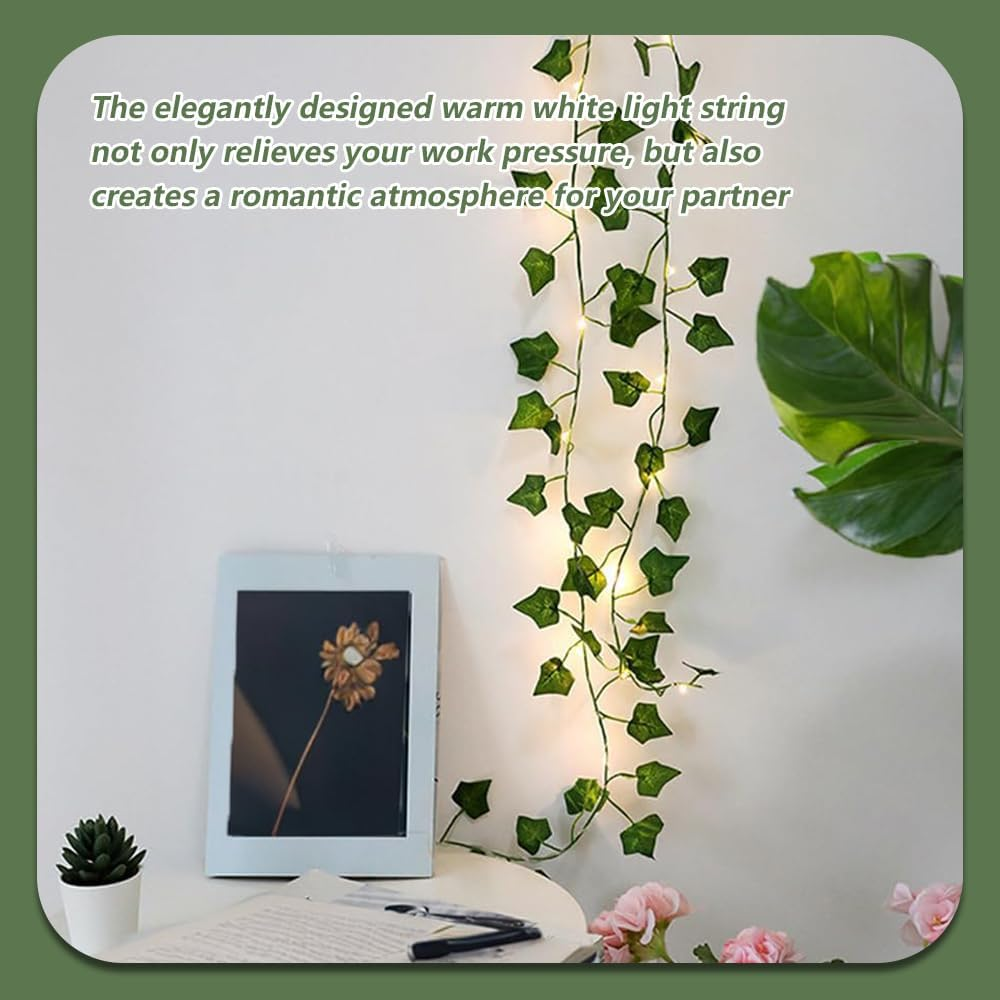 Leaf String Lights,Vine Lights,Fake Green Ivy Vine Fairy Strings Lights for Room Home Bedroom Outdoor Indoor Garden Decor image number 1