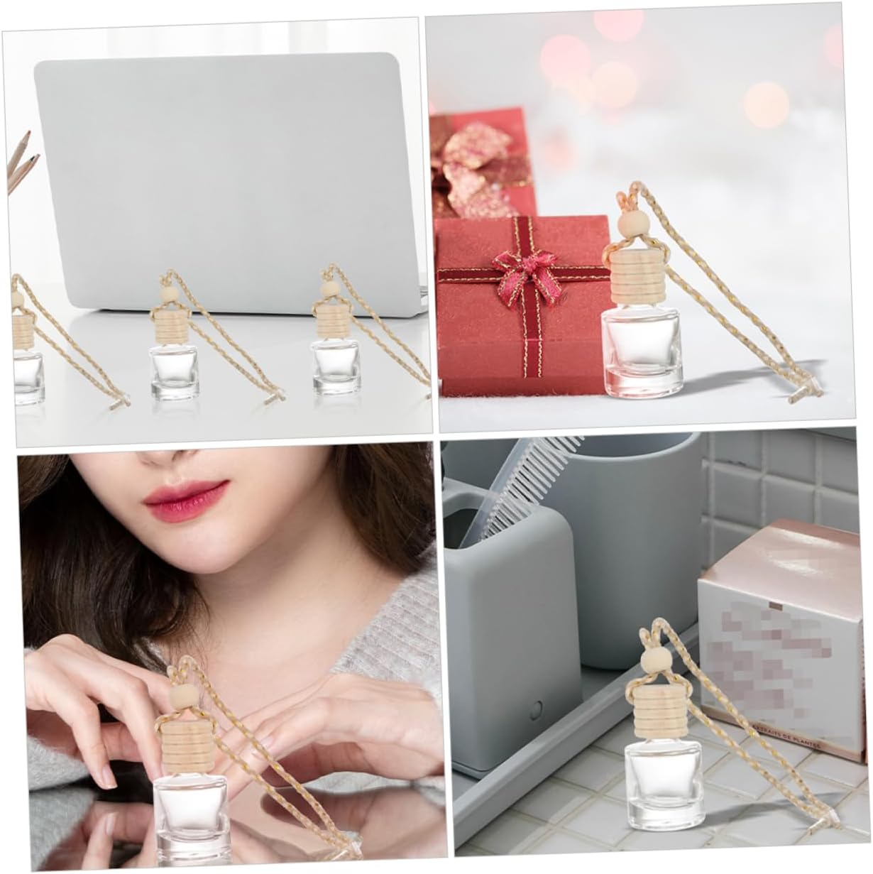 5Pcs Smart Car Diffuser Car Hanging Air Freshener Diffuser Bottle Essential Oil Holder image number 1