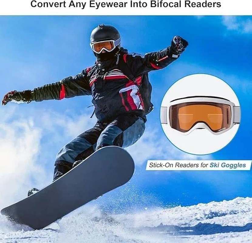 3 Pairs Stick-On Bifocal Lenses Reader, Reusable Stick on Adhesive Magnifying Reading Lenses for Sunglasses/Sport Glasses/Ski Goggles, No Water Needed image number 2
