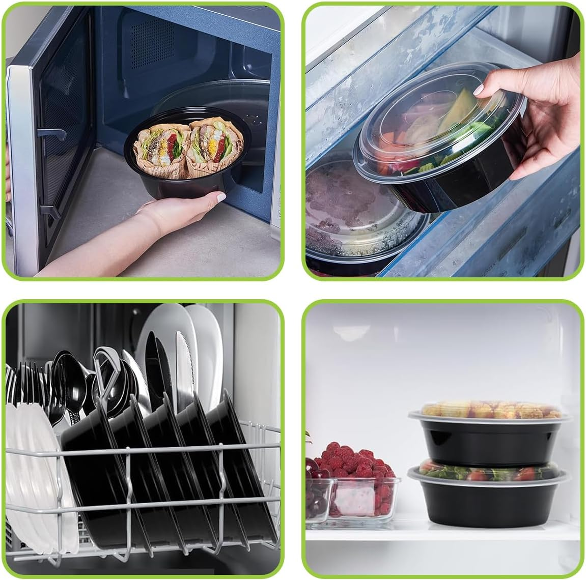 Blissify 32Oz round Meal Prep Containers with Lids, 50 Pack Food Storage Bento Bowls, Reusable Plastic Bento Lunch Box, BPA Free, Microwave Freezer Dishwasher Safe image number 4