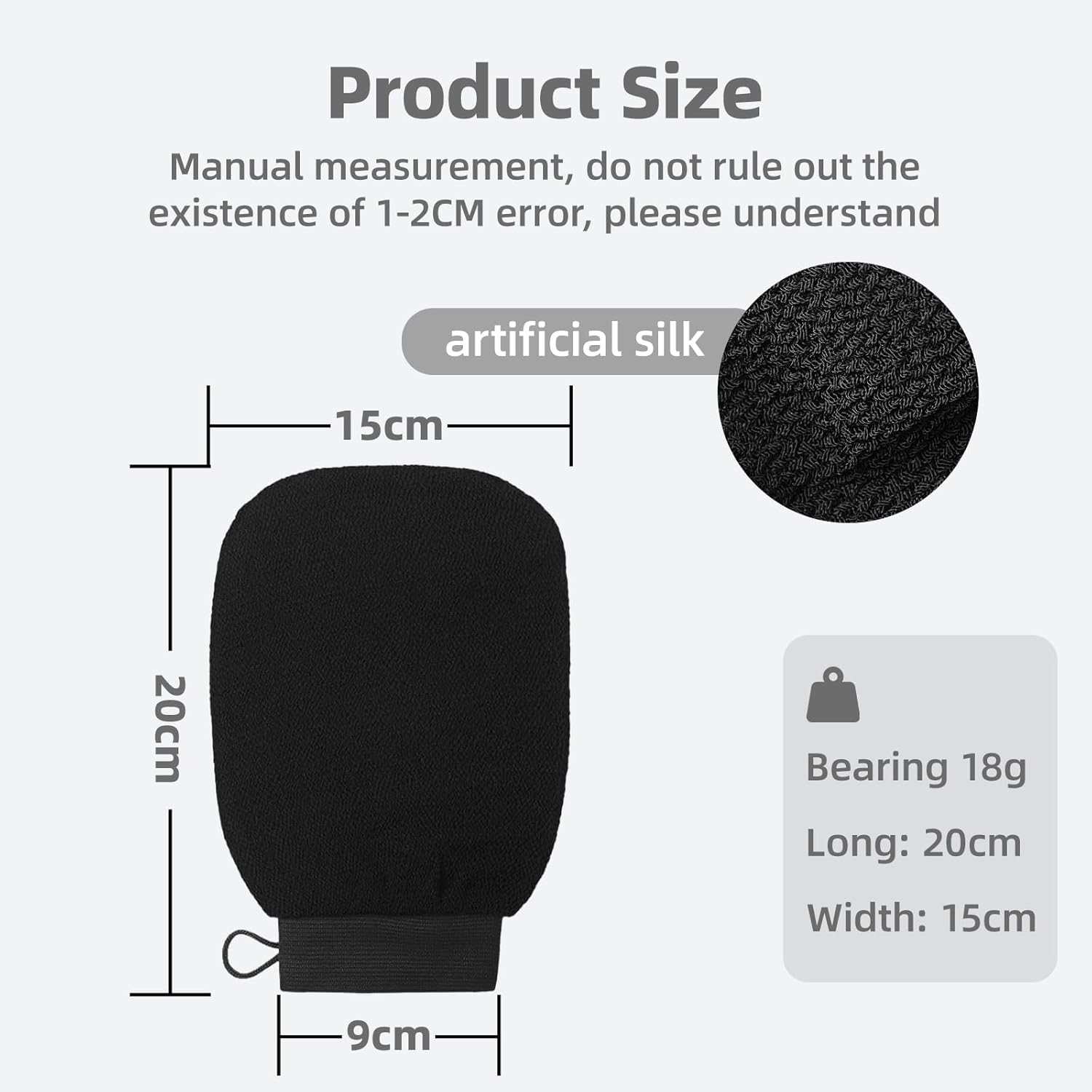 Suytvenxau Exfoliating Gloves - Body Scrub Gloves for Removing Dead Skin - Korean-Style Exfoliating Towels for Women and Men - Perfect Preparation before Tanning - Black Pairs image number 5