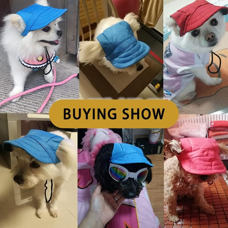 Nuatptin 3 Pieces Dog Baseball Cap with Ear Holes for Sun Protection, Breathable Outdoor Pet Visor Sunbonnet Outfit for Puppy, Adjustable Drawstring Dog Sport Hat for Small Medium Large Dogs Kitten image number 1