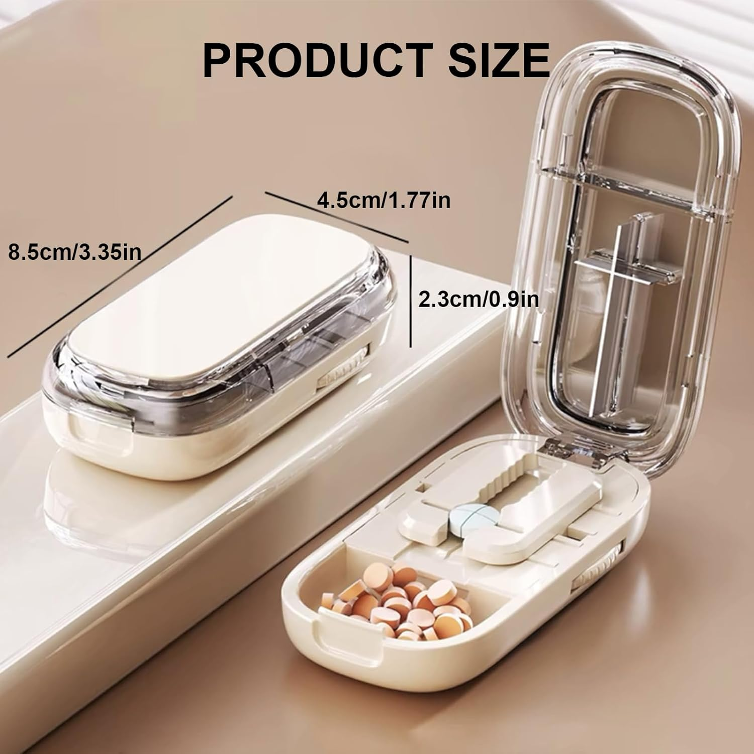 Adjustable Pill Cutter & Splitter with Multi-Compartment Box &ndash; Precise 1/4 Cutting for Small & Large Pills, Portable & Easy to Use for Seniors, Travelers, Daily Medication image number 6