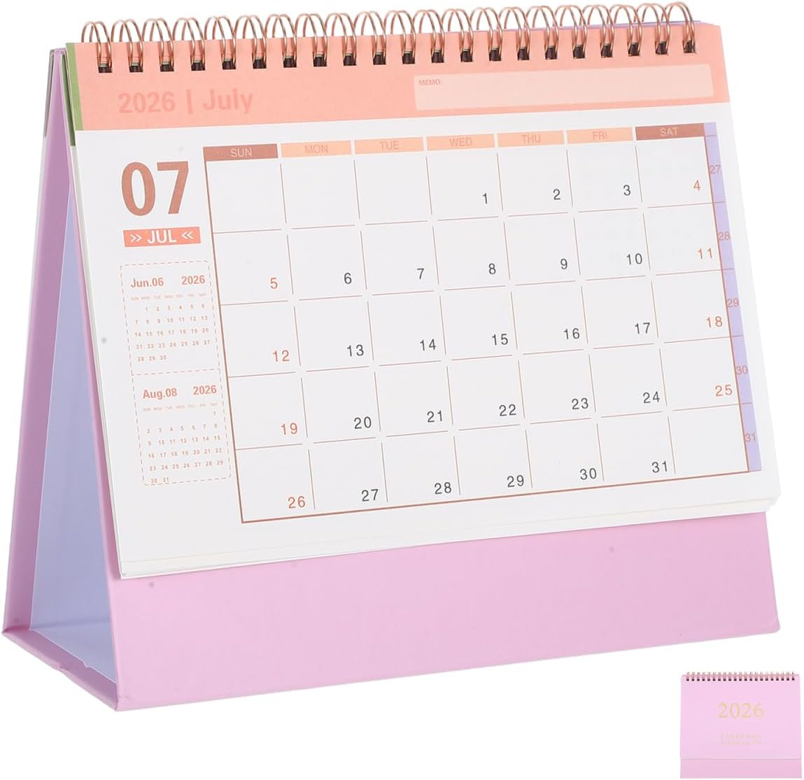 NUOBESTY Desk Calendar 2025-2026 Small Desktop Standing Flip Calendar for Home School Office Monthly Planner Pink 19X16.5Cm image number 1
