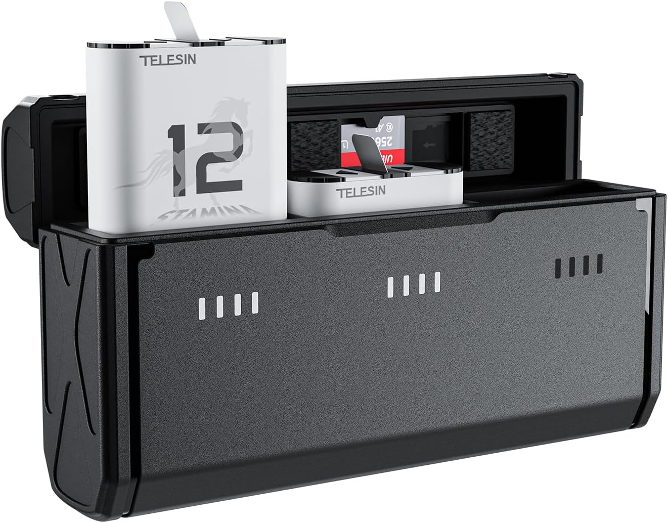 TELESIN 2-Pack Enduro Battery Charger Kit for Go Pro Hero 12 Hero 11 Hero 10 Hero 9, Long Lasting Batteries as Original Official + Pocket Fast Charge Smart Power Indicator Charging Case