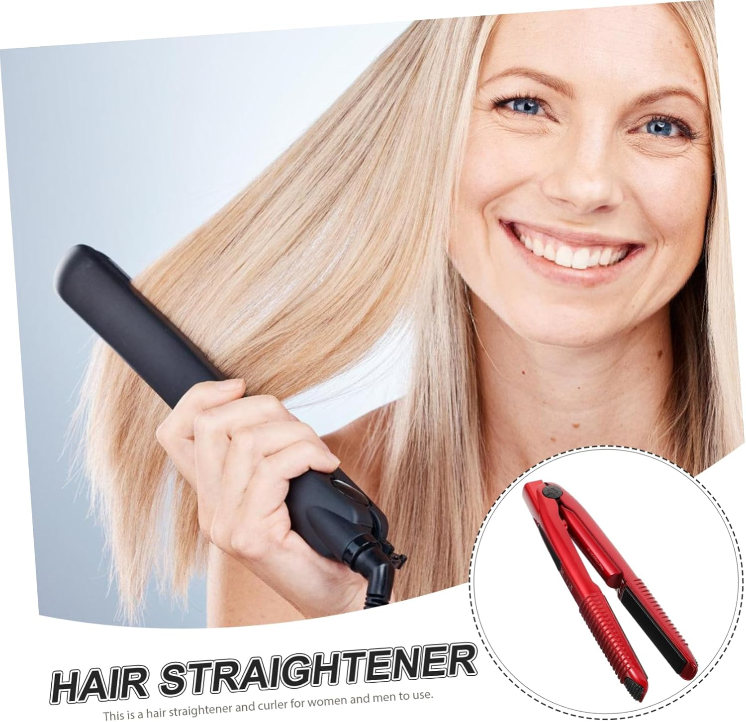 Wireless Rechargeable Hair Straightener and Cordless Hair Curler Mini Travel Size Usb Rose Red for Women and Men image number 5