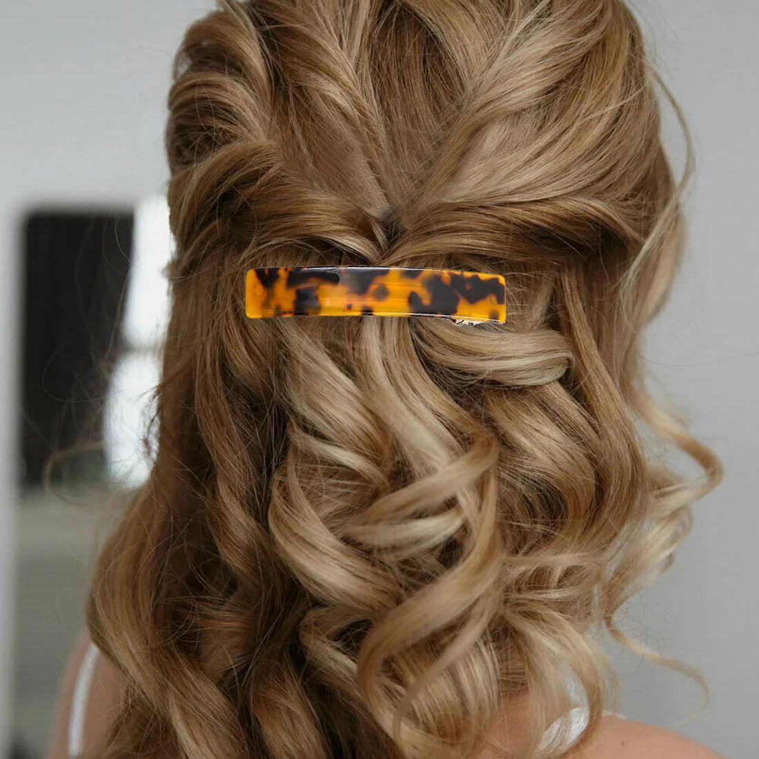 FMYODWU Pack of 2 Women'S Hair Clips, French Hair Clips, Vintage Hair Accessories, Hair Clips, Automatic Tortoiseshell Hair Clips, Thick Hair Clips, French Vintage Hair Clips