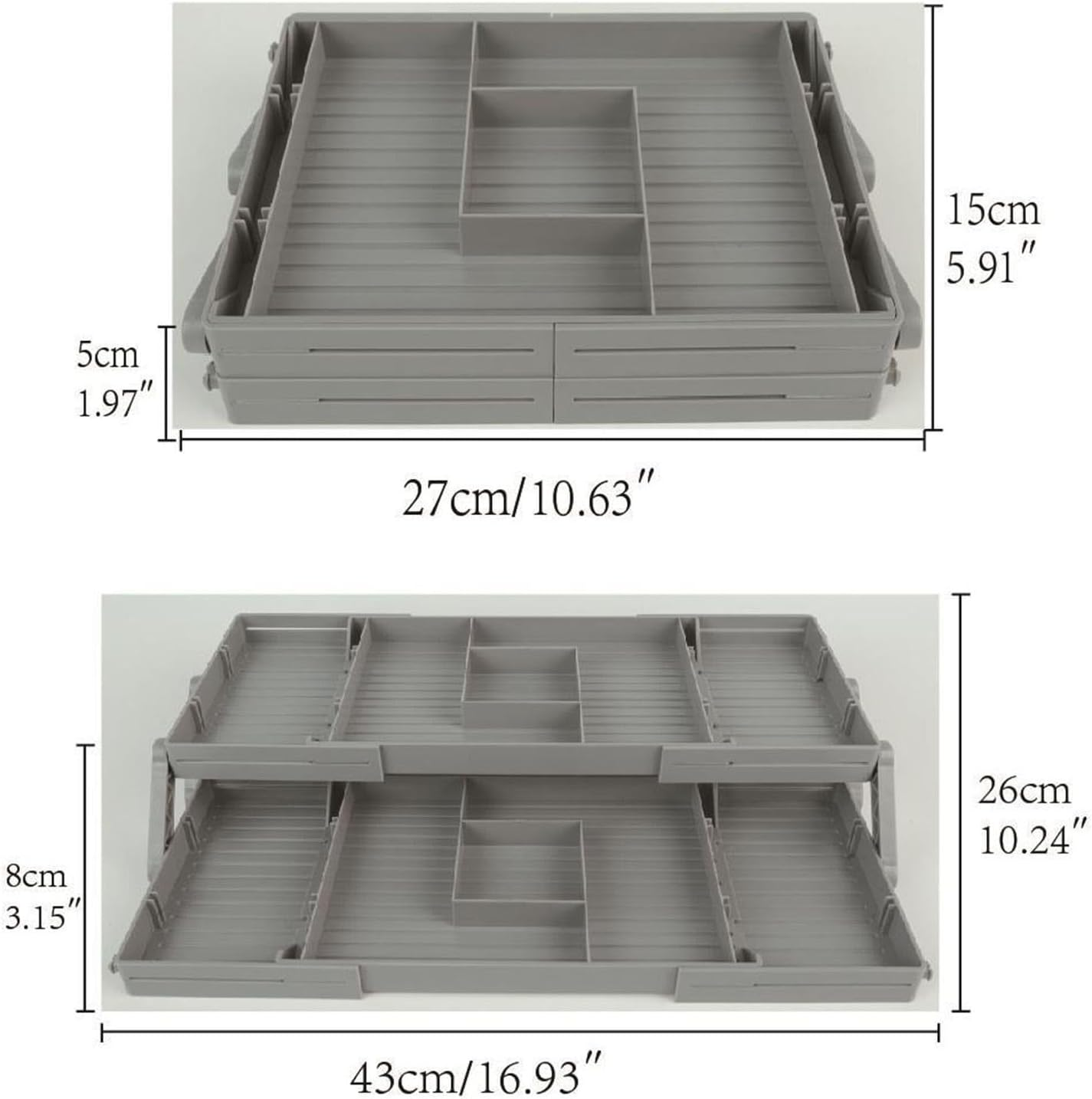 Expandable Drawer Organizer, Nightstand Vanity Desk Jewelry Cosmetic Divider, Foldable Makeup Desk Storage Holder, Space-Saving Solution, Sturdy ABS Material image number 6