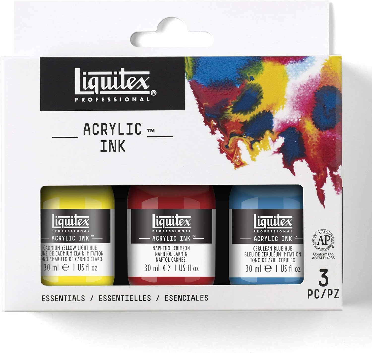 LIQUITEX Professional Primary 30 Ml Acrylic Ink 3-Pieces Set, Multi-Color