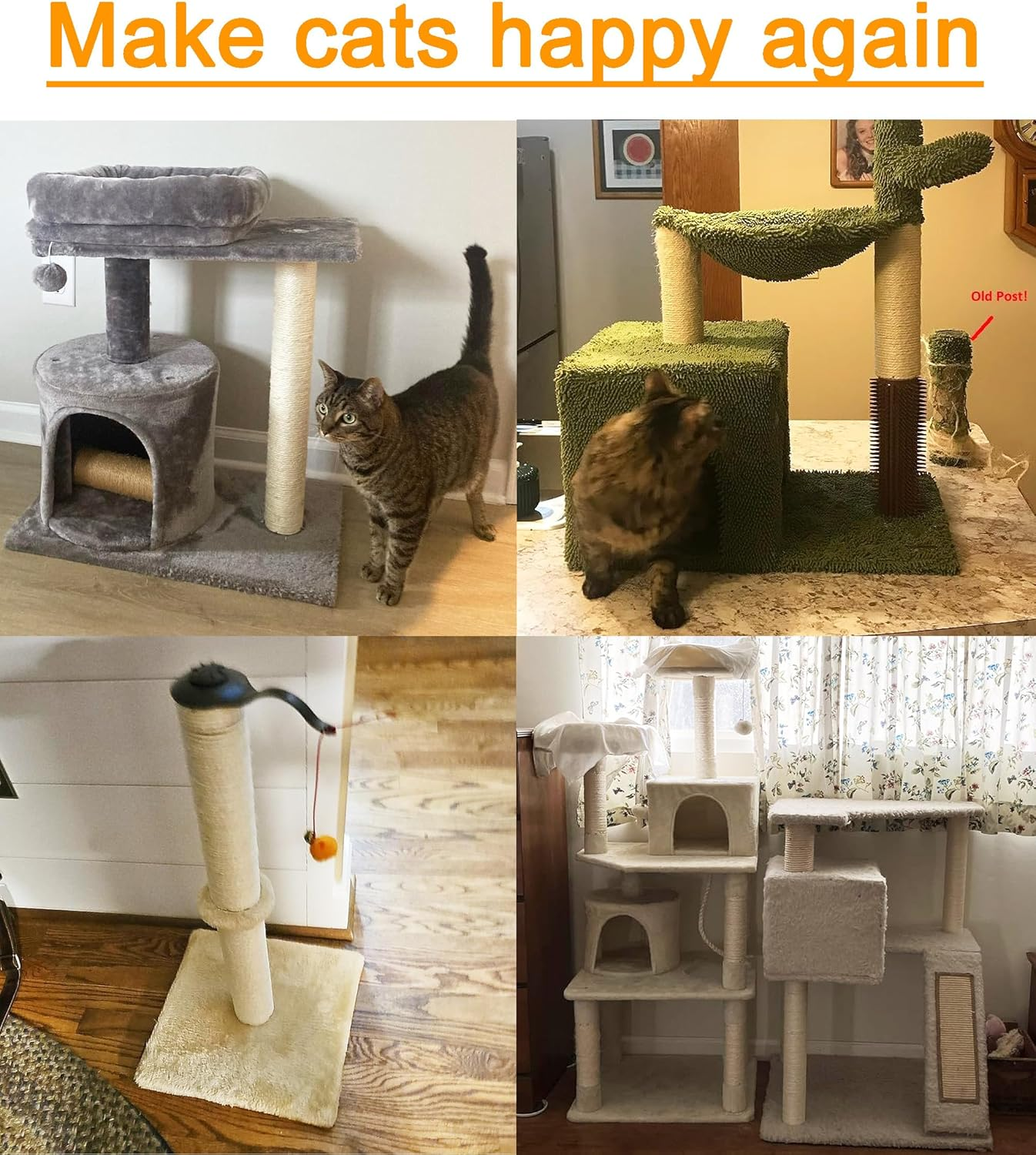 NEUMIHARO 2.9In 7.4Cm Diameter Cat Scratching Post Replacement Pole Sisal Parts for Cat Tower (M8, 40Cm/15.7In) image number 3