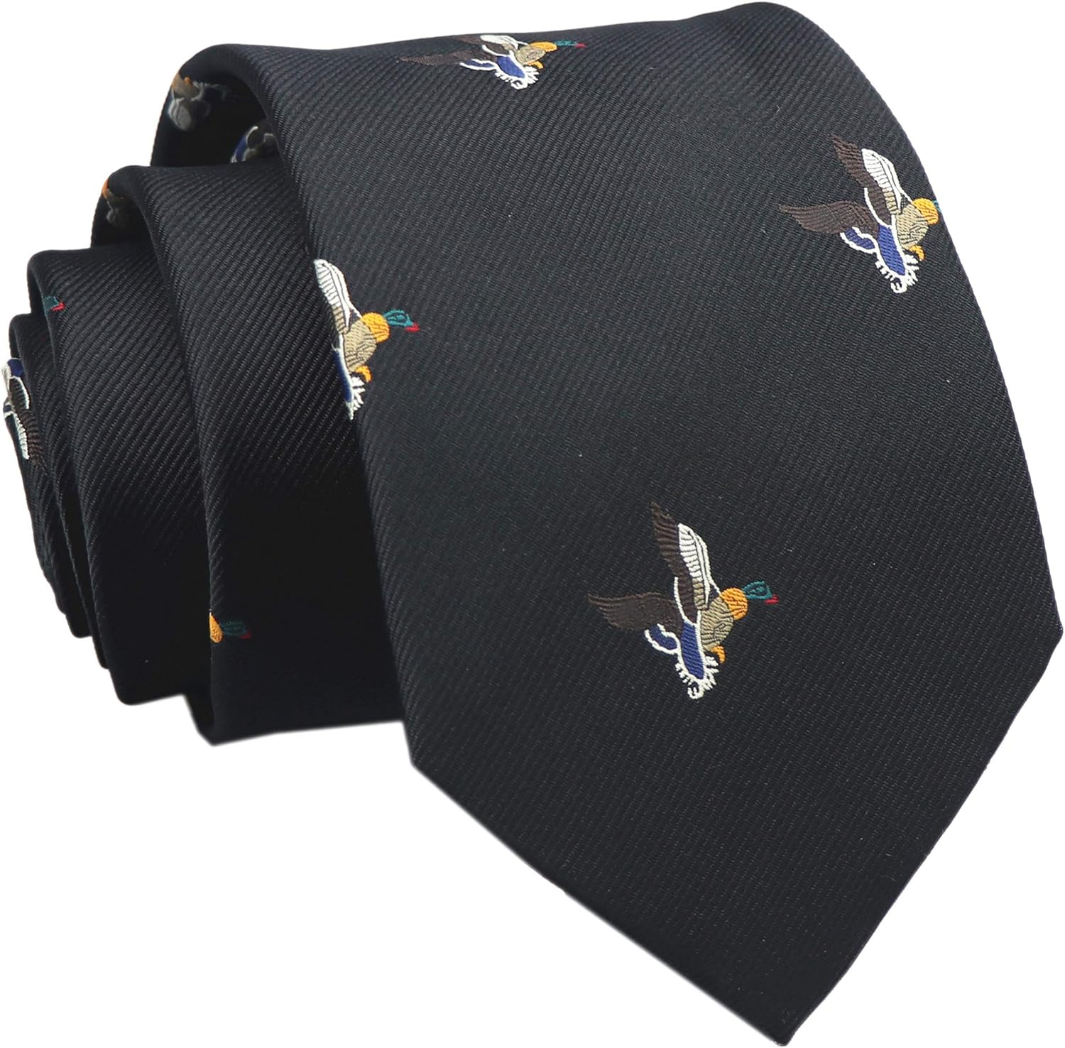 Elfeves Men'S Novelty Ties Flying Ducks Polka Dots Embroidered Handmade Formal Necktie