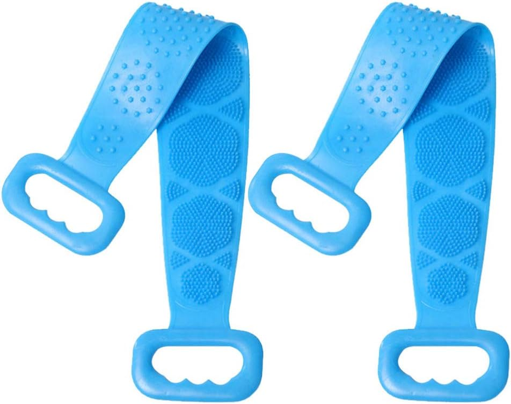 Cabilock 2Pcs Silicone Bathing Massage Brush Exfoliating Shower Towel Hand for Cleaning Bathroom Supplies image number 4