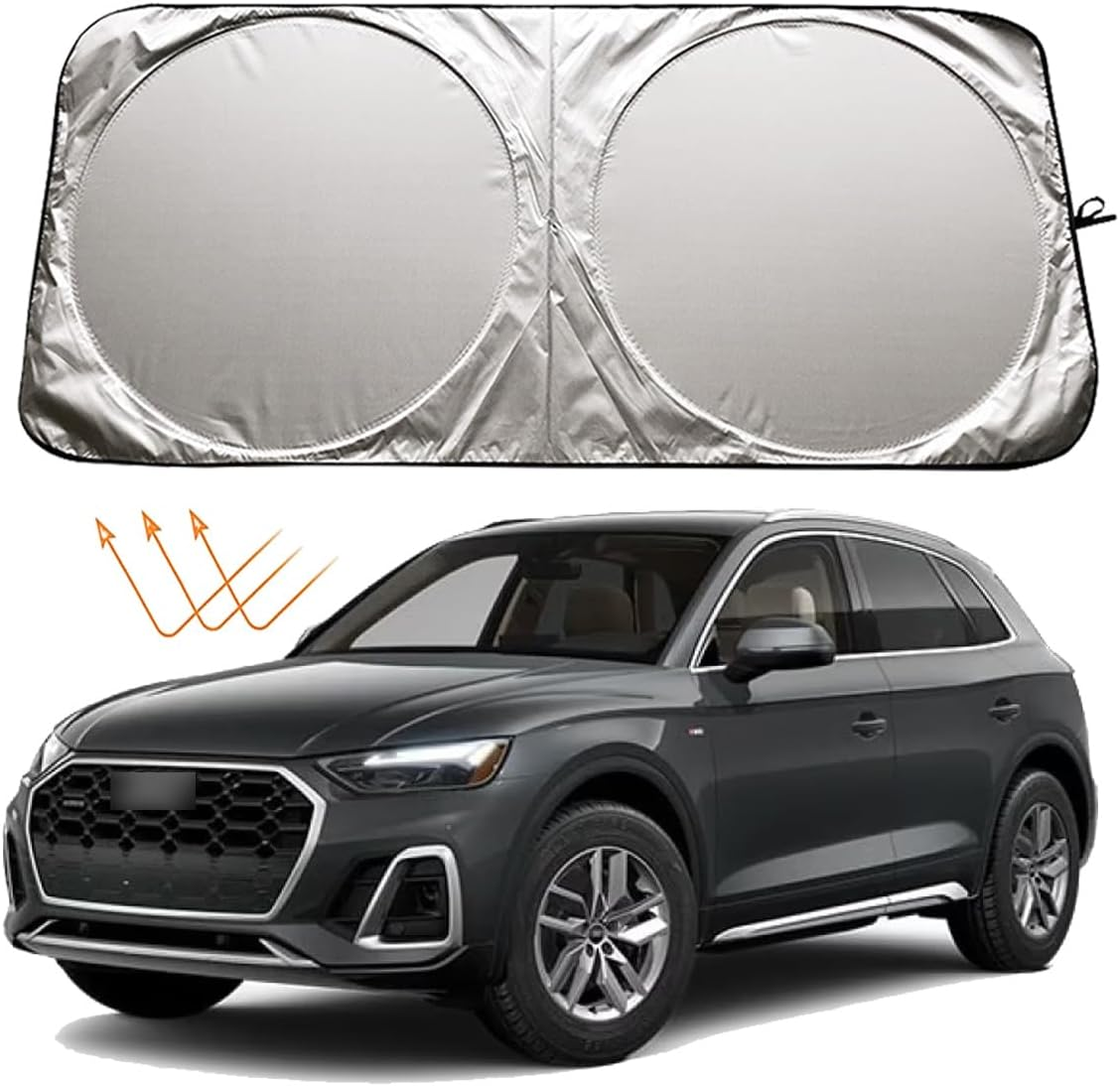 XHRING Windshield Sun Shade for Audi A4 A5 A6 A7 A8 Q3 Q5 Q7 Q8 S6 S7 S8 Accessories, Car Front Window Sunshade Sun Visor Shield for Audi RS5 RS7 2013-2024 Sun Protection image number 1