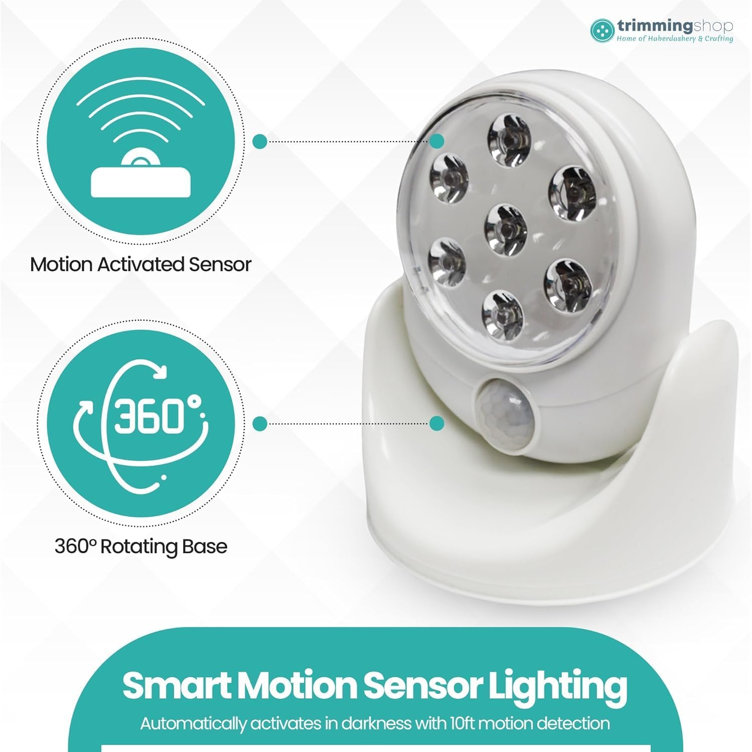 JHD 2 X 6000K Battery Motion Sensor Light Outdoor Waterproof Wireless LED Battery Powered Wall Light Auto On/Off Night Light Cool White