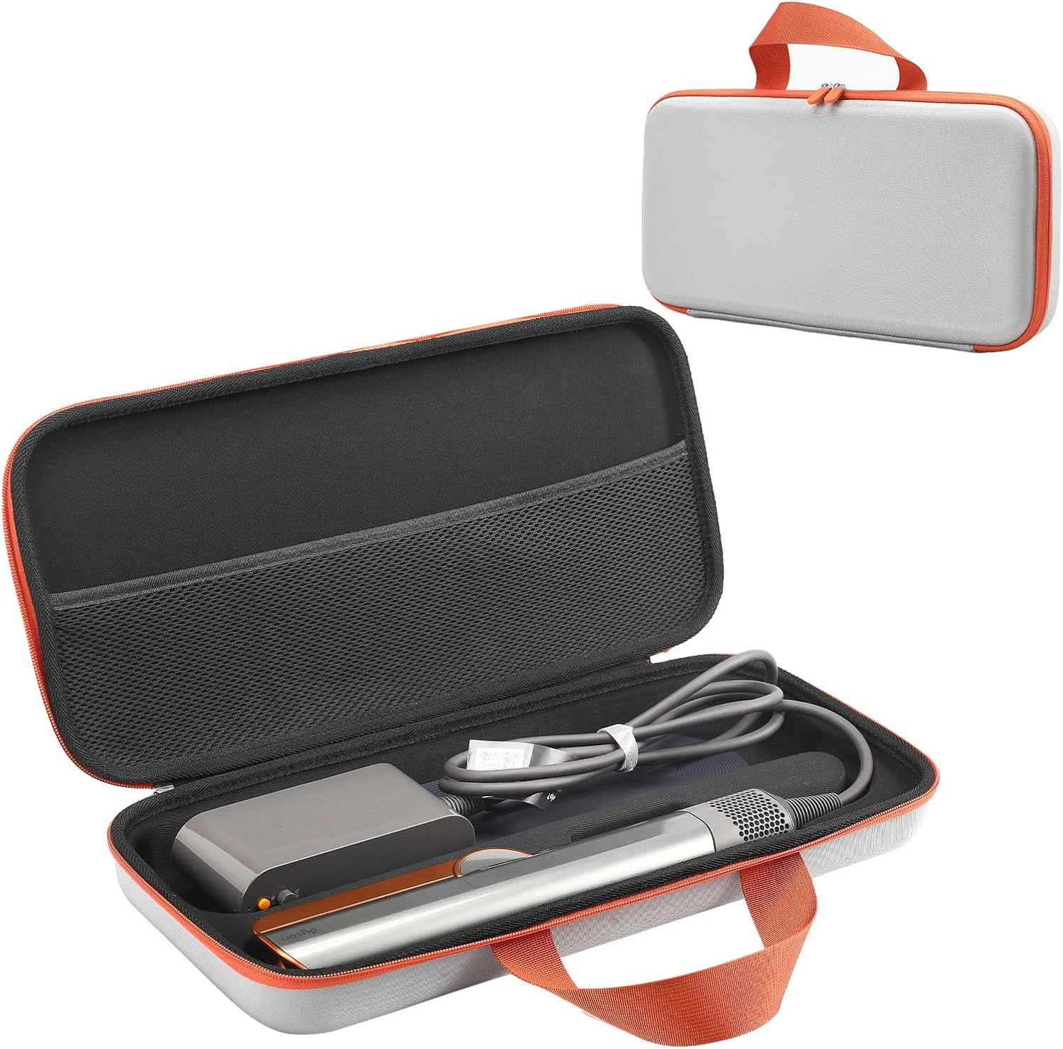 Buziba Travel Carrying Case for Dyson Airstrait HT01 Hair Straightener Hard Protective Case Storage Bag Layer Hair Accessories Tools Orgnizer (Gray and Orange)