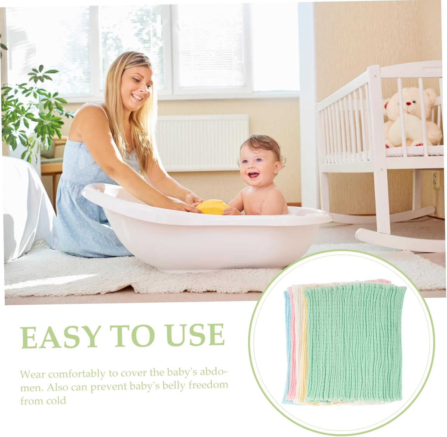 5Pcs Cotton Belly Band Boy Girl Navel Cord Straps Soft High Elastic Belly Bands for Newborn for Protecting and Umbilical Cord after Bathing Daily Wear image number 2