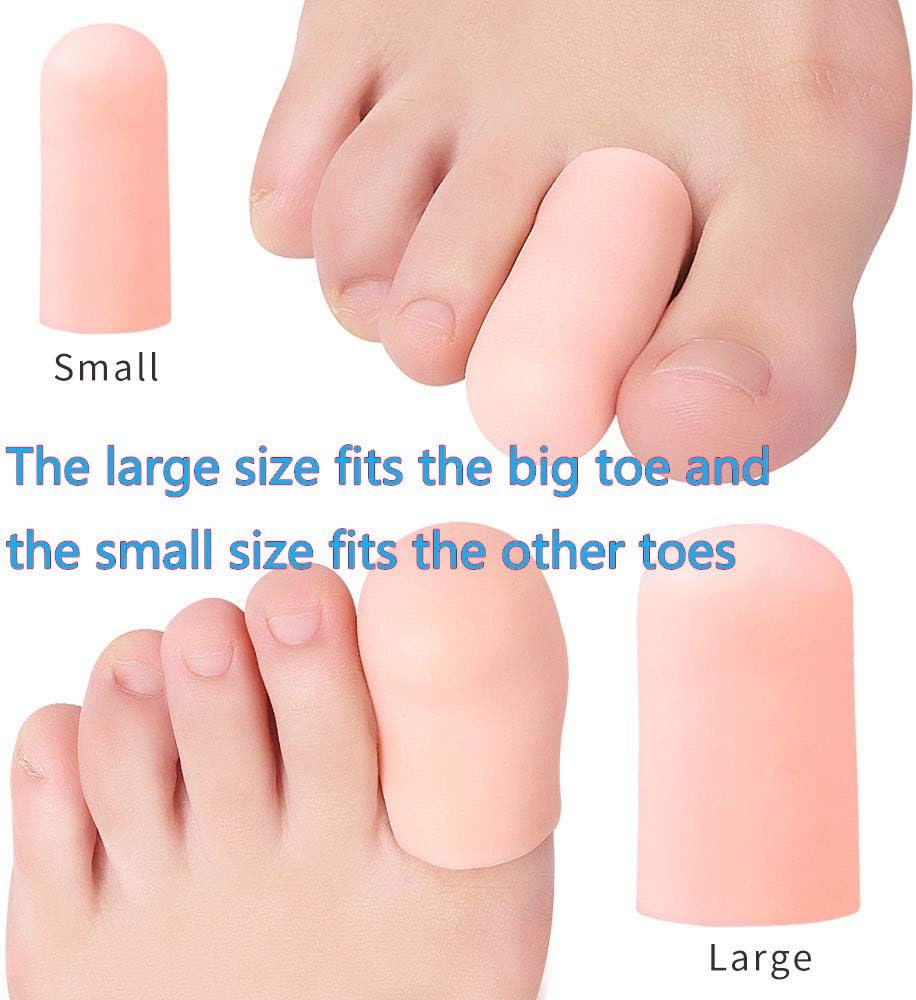 Toe Cushion Tubes Sleeves Soft Gel Corn Pads Protectors for Friction Pain Relief Foot Care Tool Finger Protect (Large X 4Pcs+Small X 4Pcs, Beige) - Beige image number 5