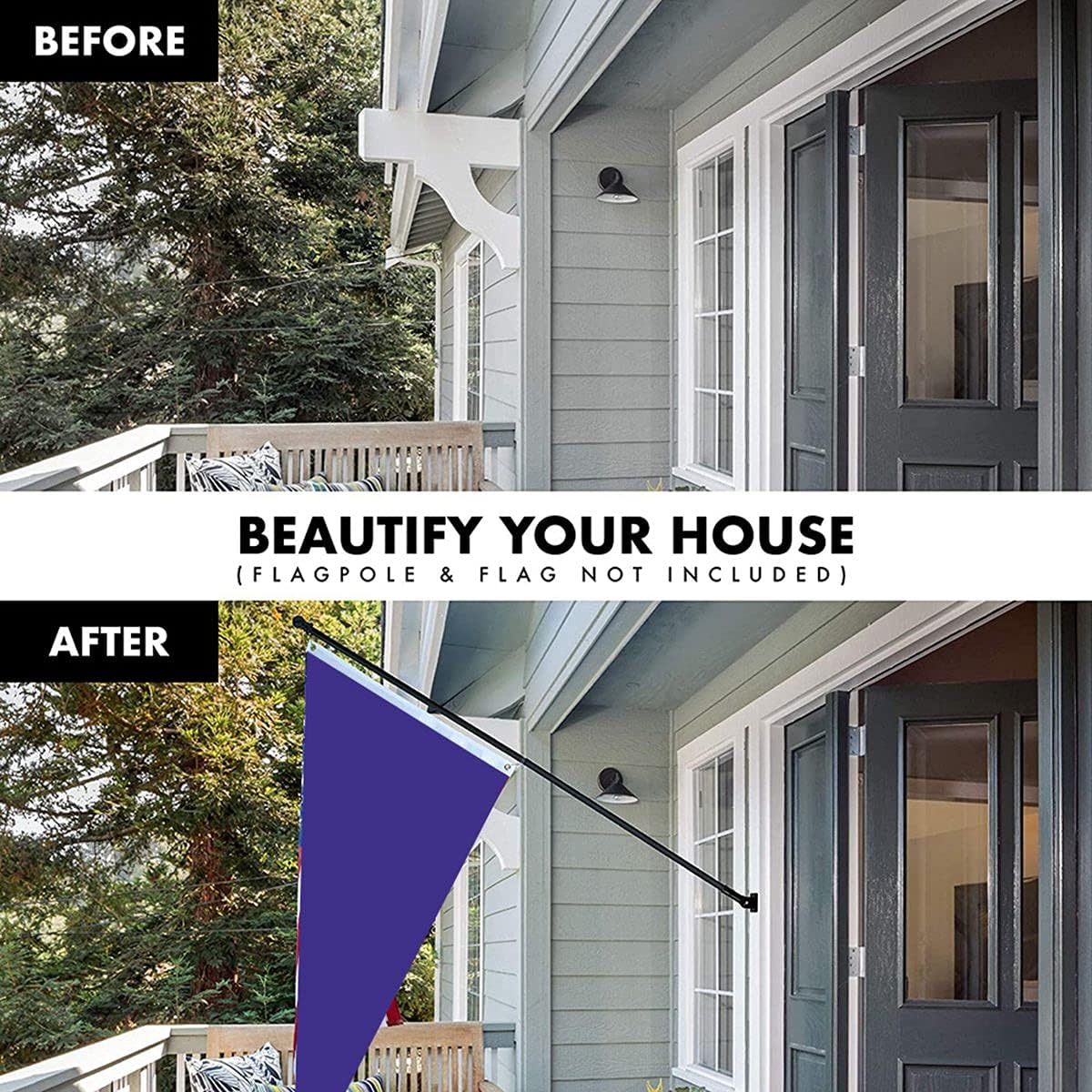 Metal Hitch Mount Flag Pole Mounting Bracket, Black