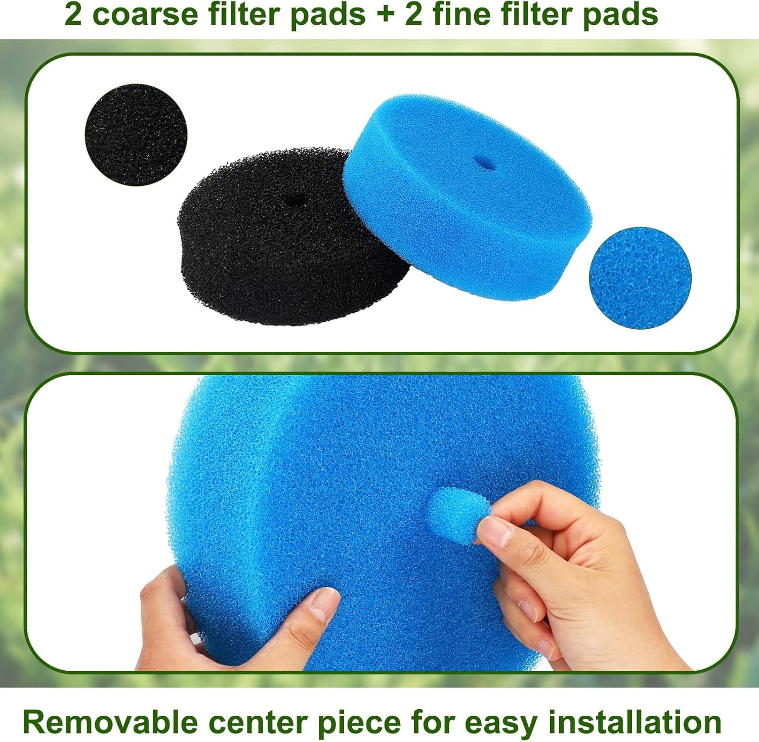 4Pcs Coarse and Fine Filter for 871980012549, Blue and Black Pond Replacement Filter Pads for Outdoor Ponds Qfp900 Qfp1250Uv image number 2