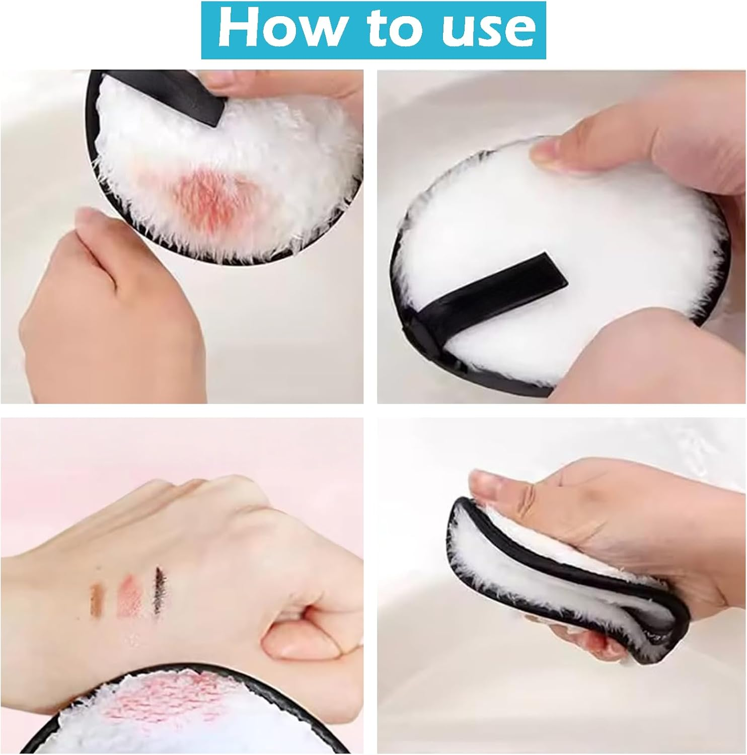 Treayes 4 Pcs Makeup Remover Pads - Reusable Makeup Remover Cloths, Washable Microfiber Face Pads for All Skin Types image number 5