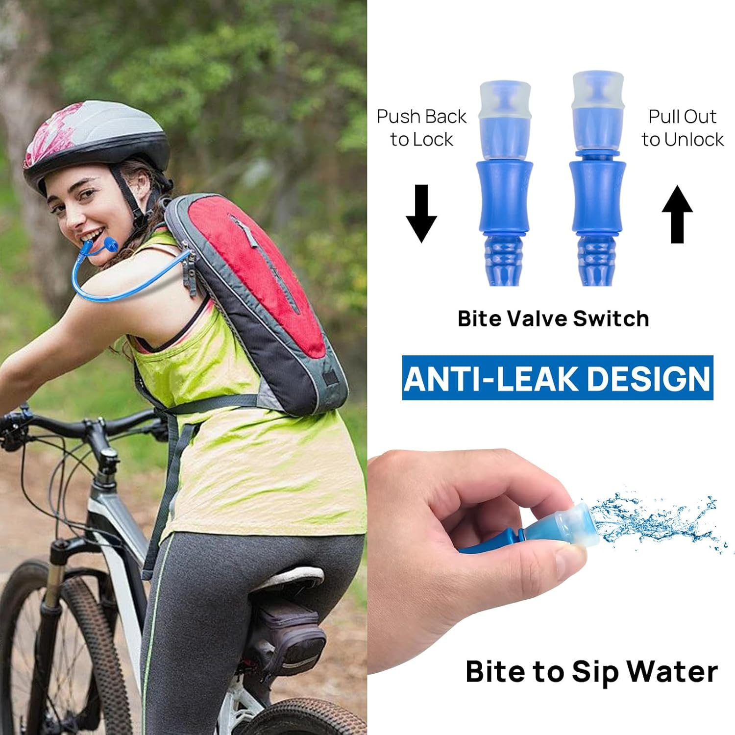 TUDEQU TPU 2L Hydration Bladder,Leak-Proof,With Bonus Insulated Sleeve,Keeps Ice Water Cold,Water Bladder for Hiking,Cycling image number 3