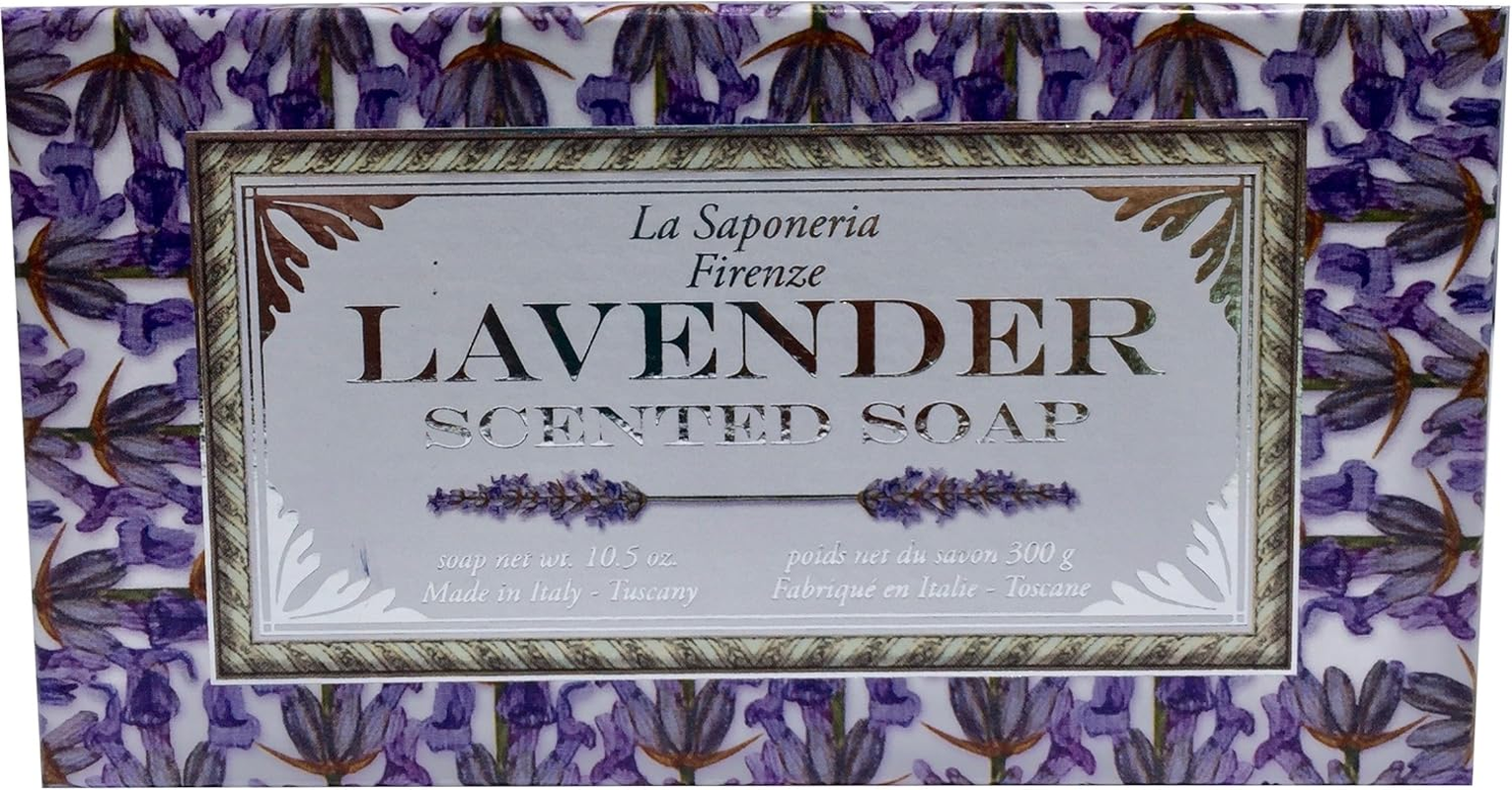 Bath Soap La Saponeria Firenze by Saponificio Artigianale Fiorentino Italian Spa Cleanser Made in Tuscany 10.5 Ounce Decorative Bar Lavanda (Lavender) image number 2