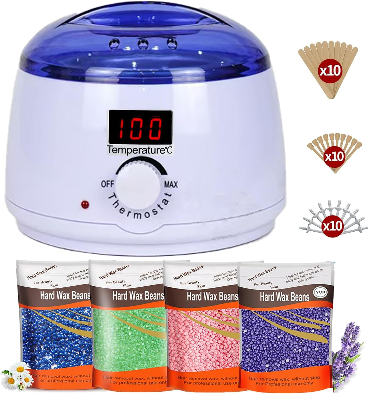 Hoxue 2025 Digital Waxing Kit for Women,Waxing Kit for Brazilian Wax,Wax Pot Heater with Wax Beans,Wax Warmer for Sensitive Skin Hair Removal,Easy to Use Wax Melt Warmer.Au Plug (White) - White image number 4