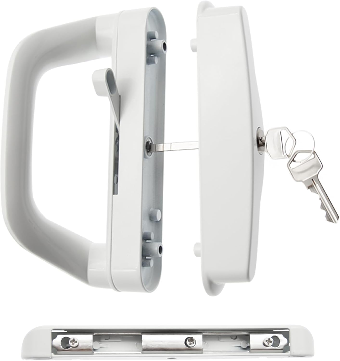Sliding Patio Door Handle Set Mortise Lock Suitable for Sliding Glass Patio Door Keyed White - White, With Key image number 4