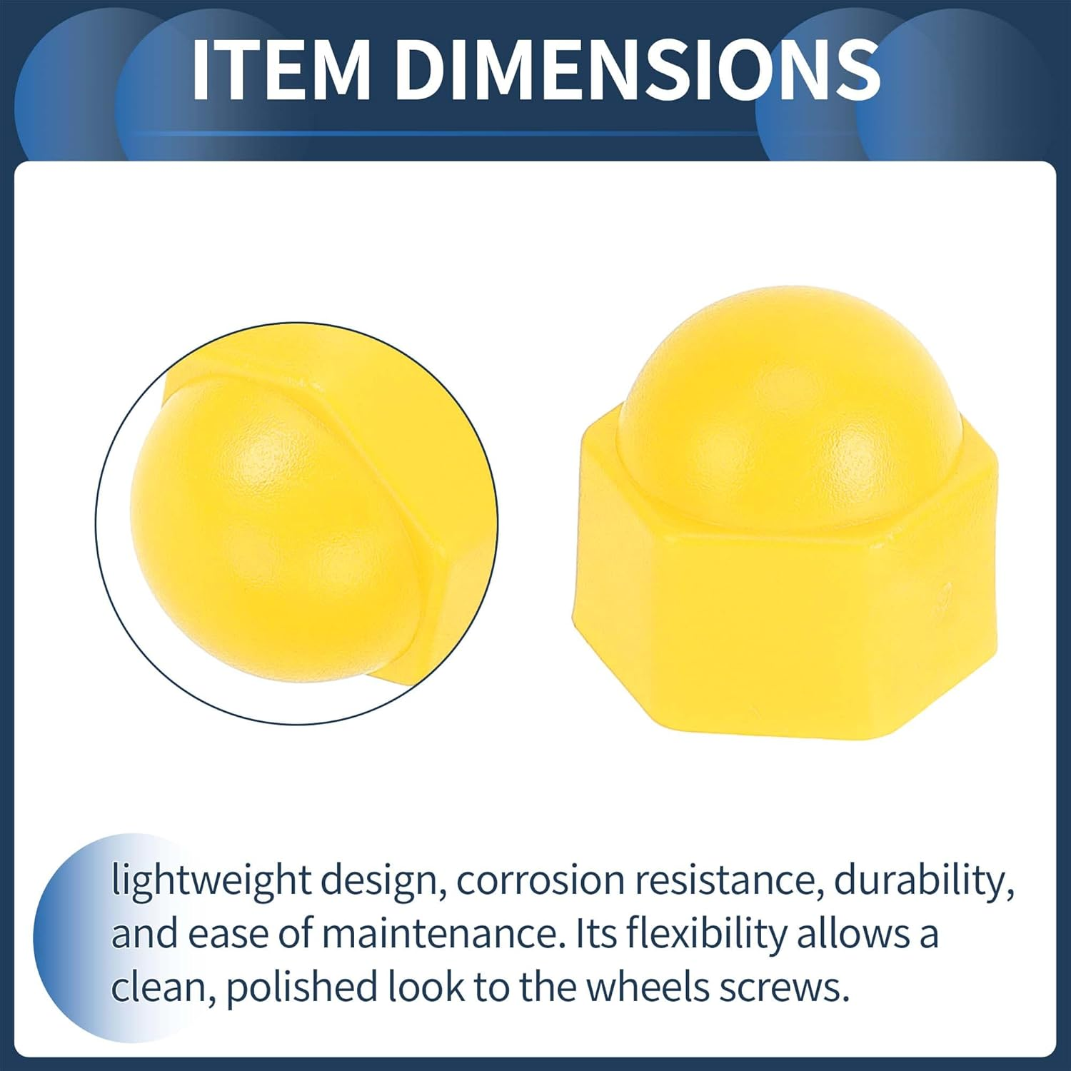 INFINAUTO Wheel Nut Bolt Outer 21 Mm Rims Tyre Nut Screws Dust Cap Cover Nut Protection Plastic Yellow image number 1