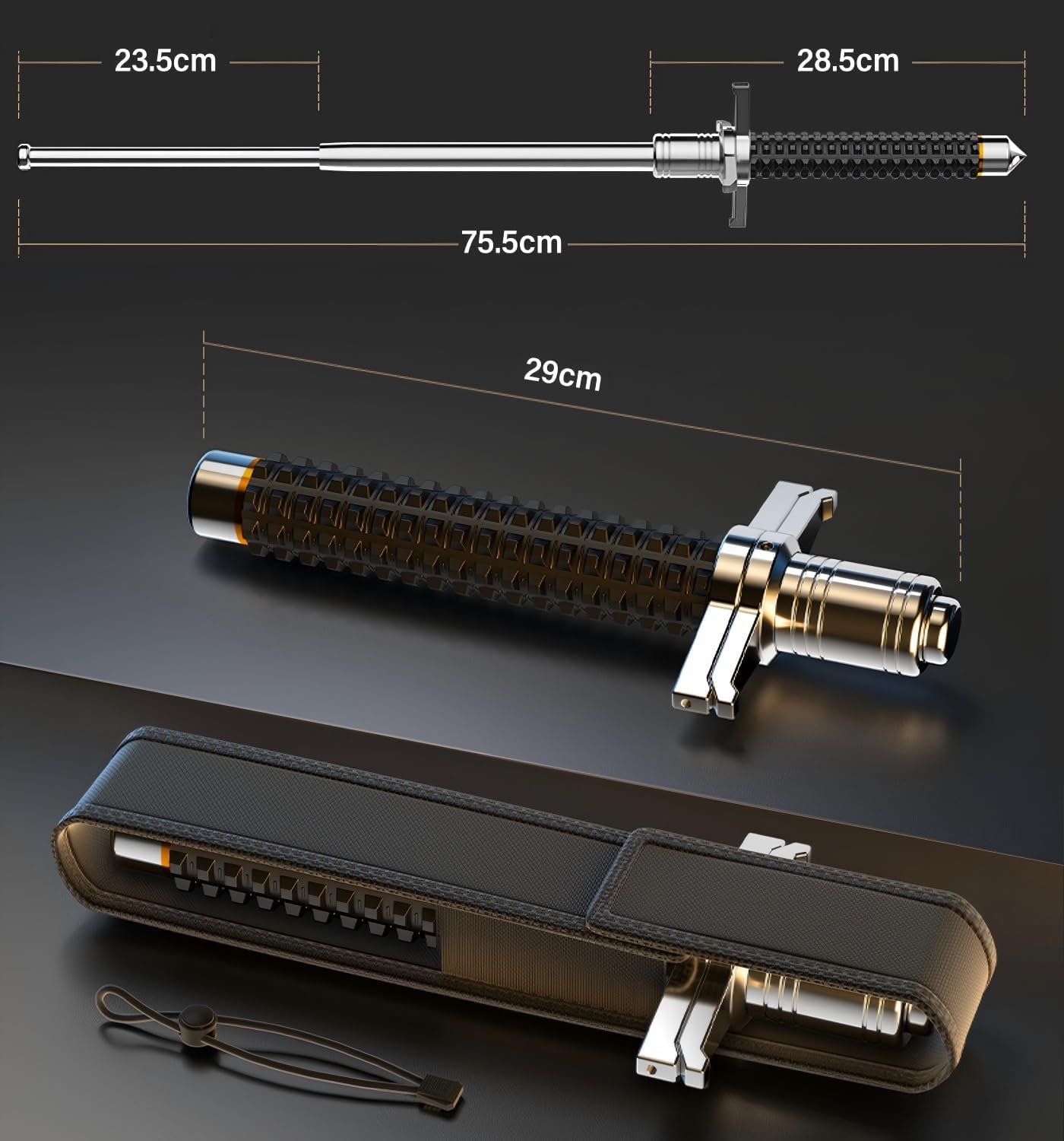 OUHINFU Collapsible Hiking Poles, Telescopic Trekking Pole, 32"/78Cm Extended Length, Anti-Slip Grip with Carry Bag, Ultralight for Hiking, Camping, Mountaining, Backpacking, Walking (Titanium Black) image number 1